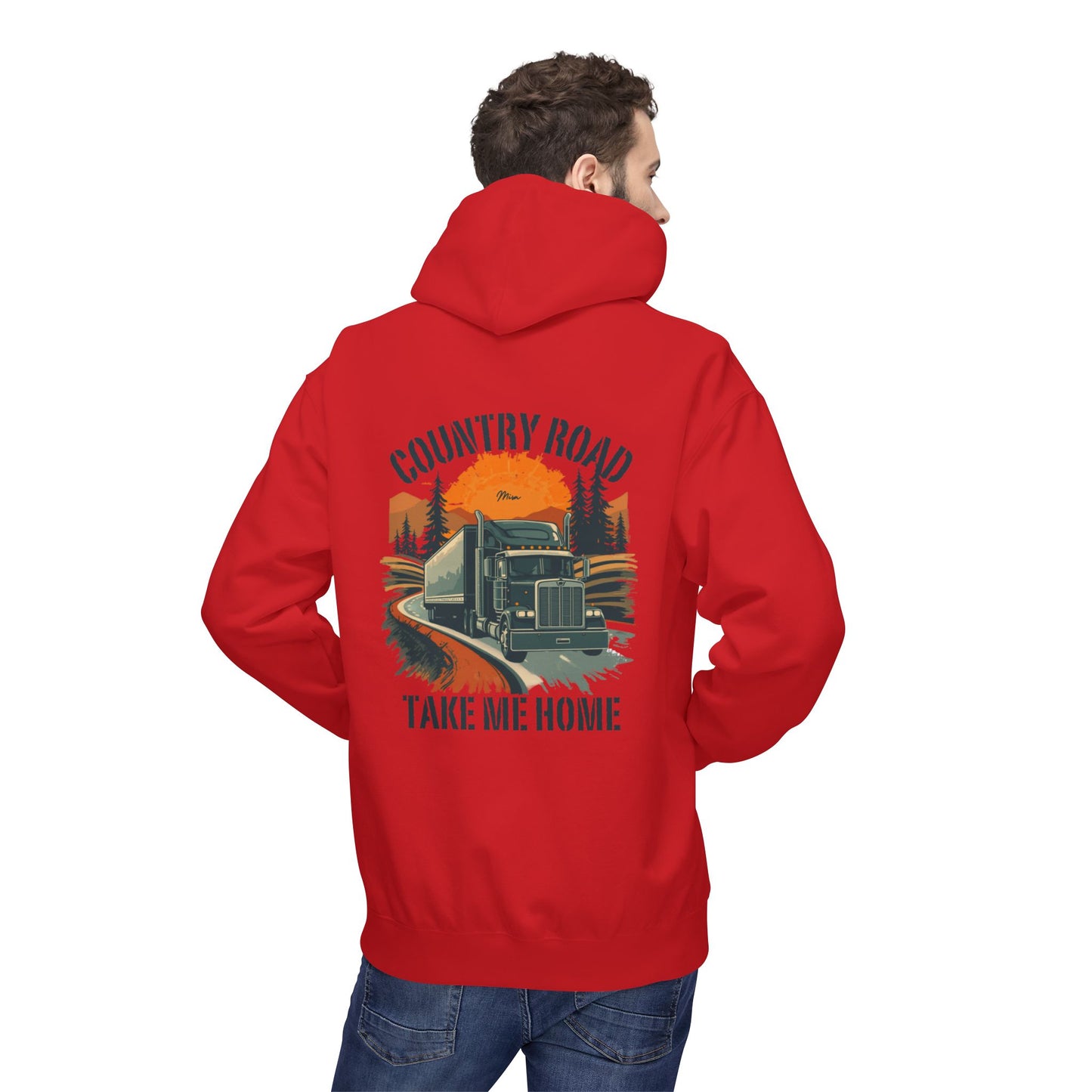 Country Road Truck Hoodie — "Country Road Take Me Home" Retro Semi Truck Pullover