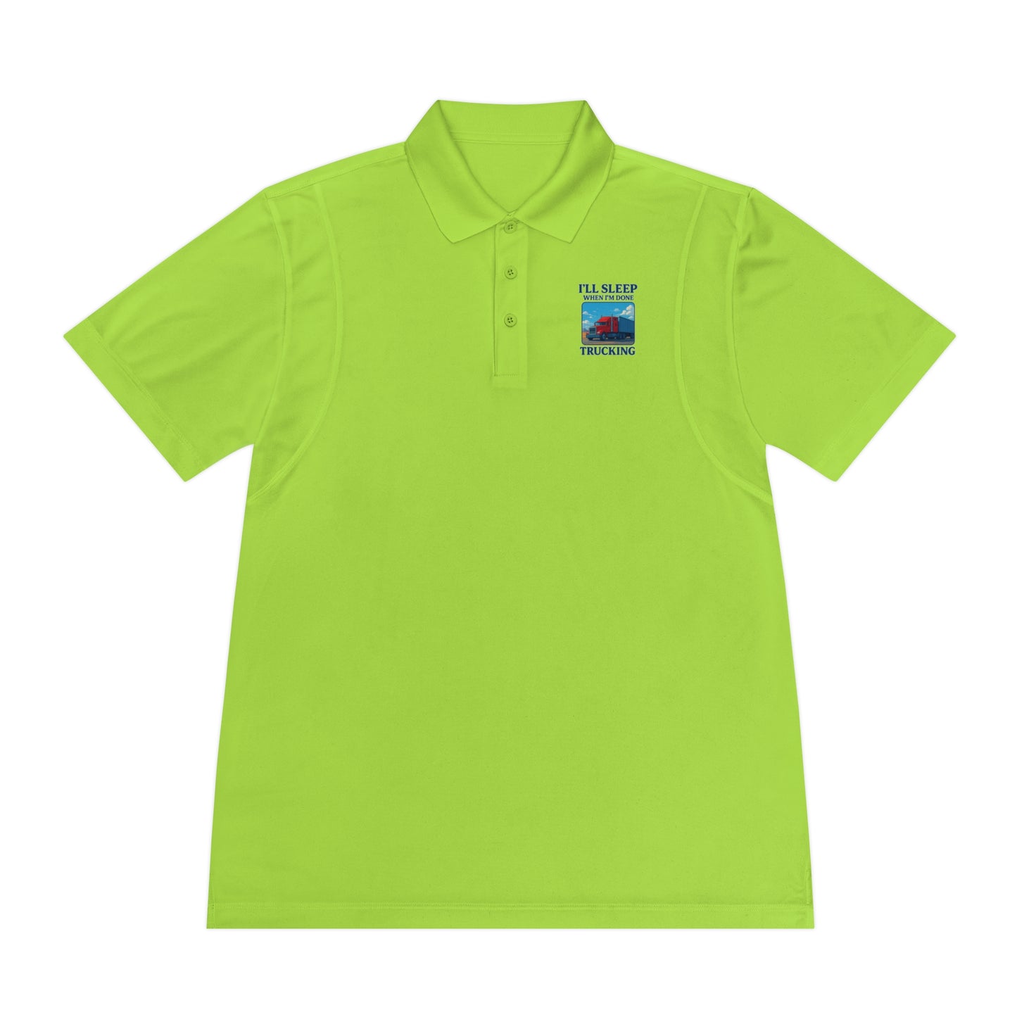 Men's Sport Polo Shirt - Trucking Design: "I’ll Sleep When I’m Done"