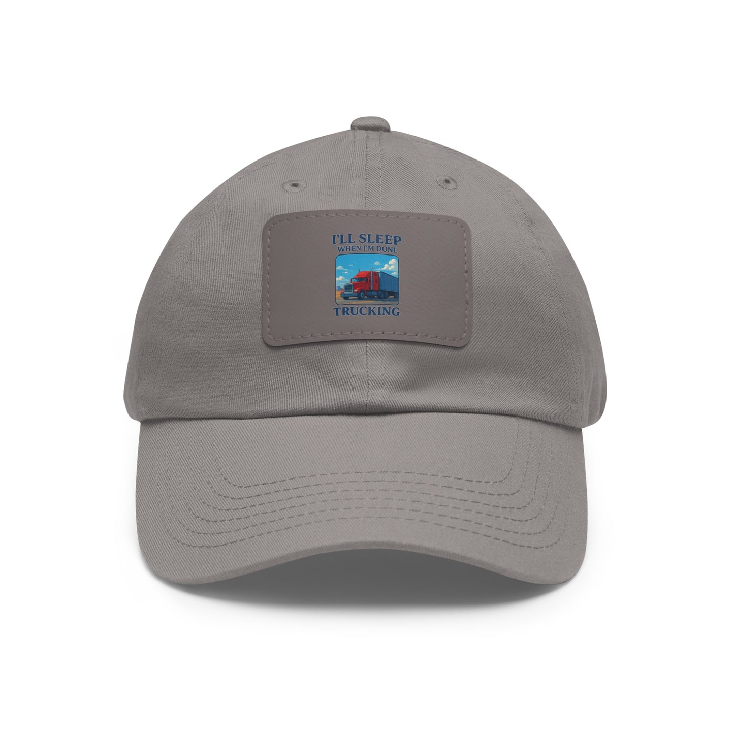 Trucking Dad Hat with Leather Patch - Full Sleep Design