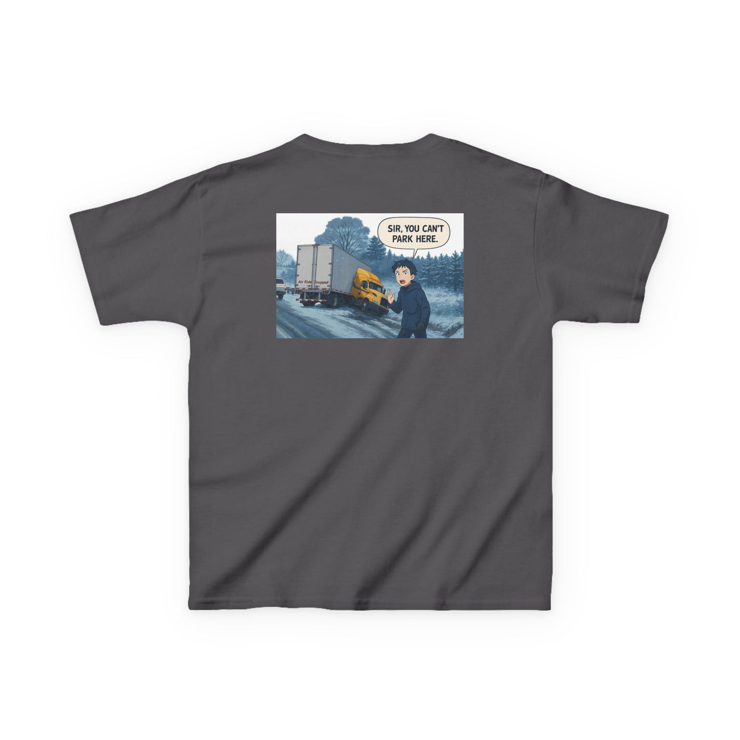 Kids Heavy Cotton Tee - Humorous Truck Parking Tee for Young Adventurers