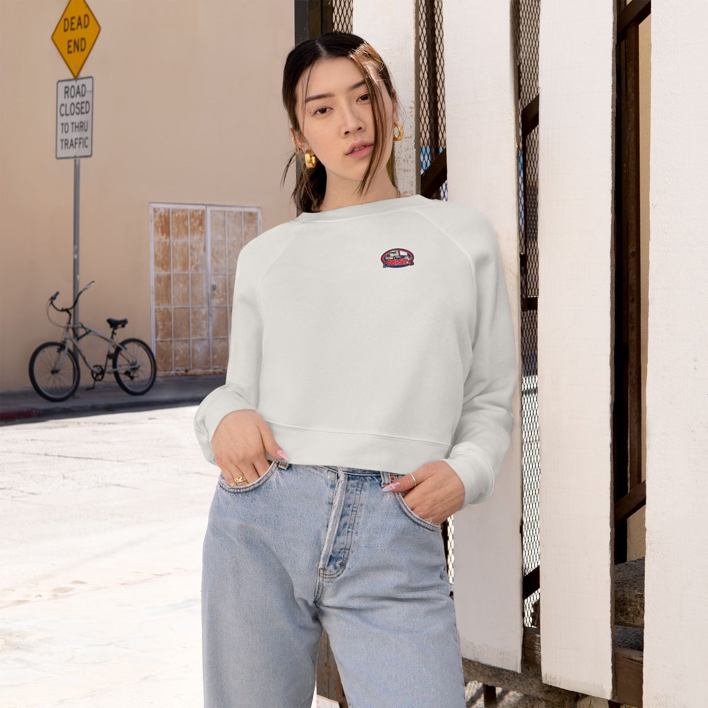 Cozy Women's Cropped Fleece Pullover with Fun Graphic Design | Sir
