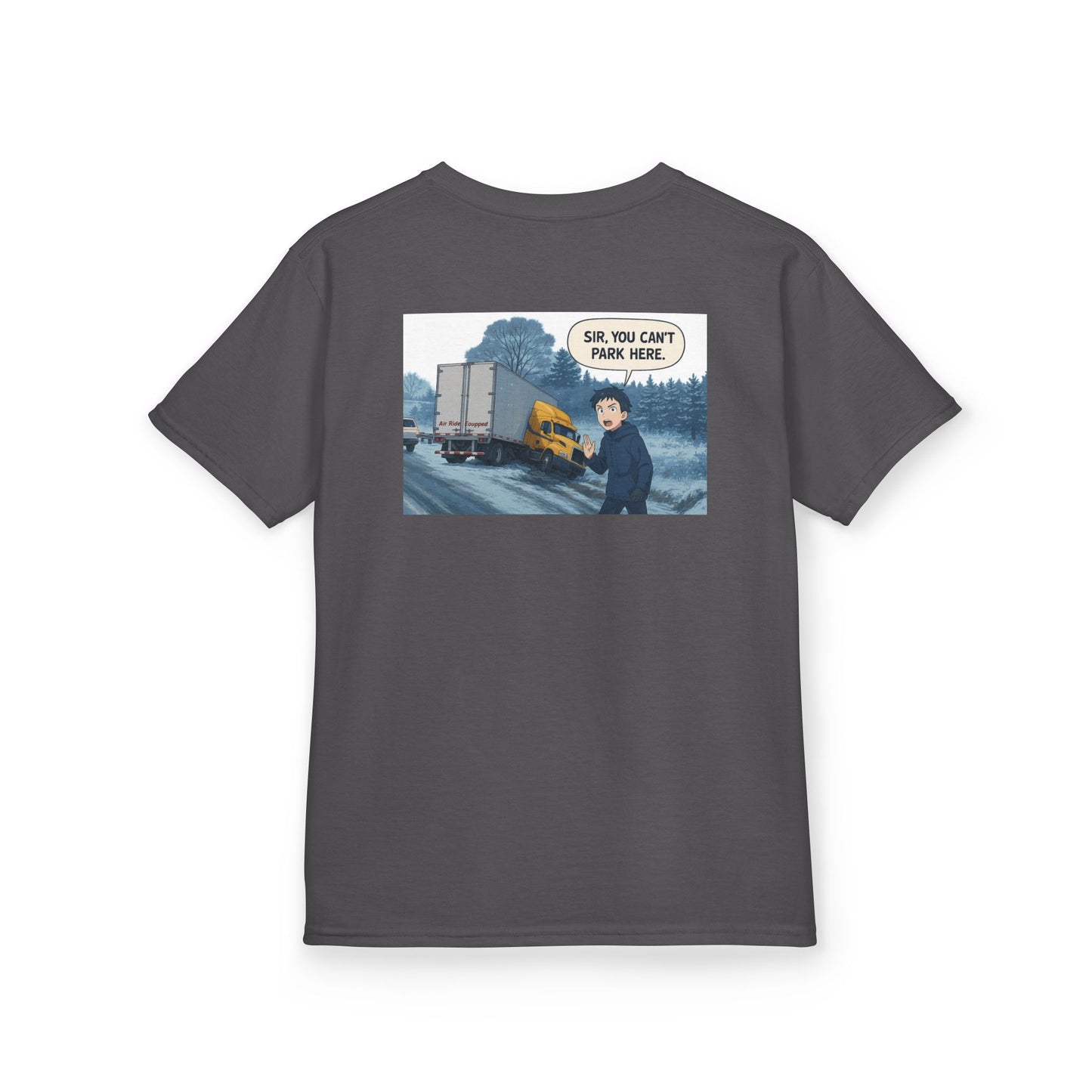 Kids Heavy Cotton Tee - Humorous Truck Parking Tee for Young Adventurers