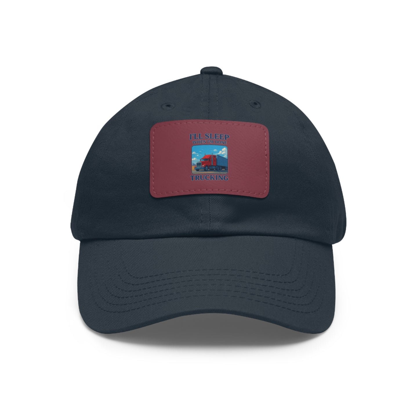 Trucking Dad Hat with Leather Patch - Full Sleep Design