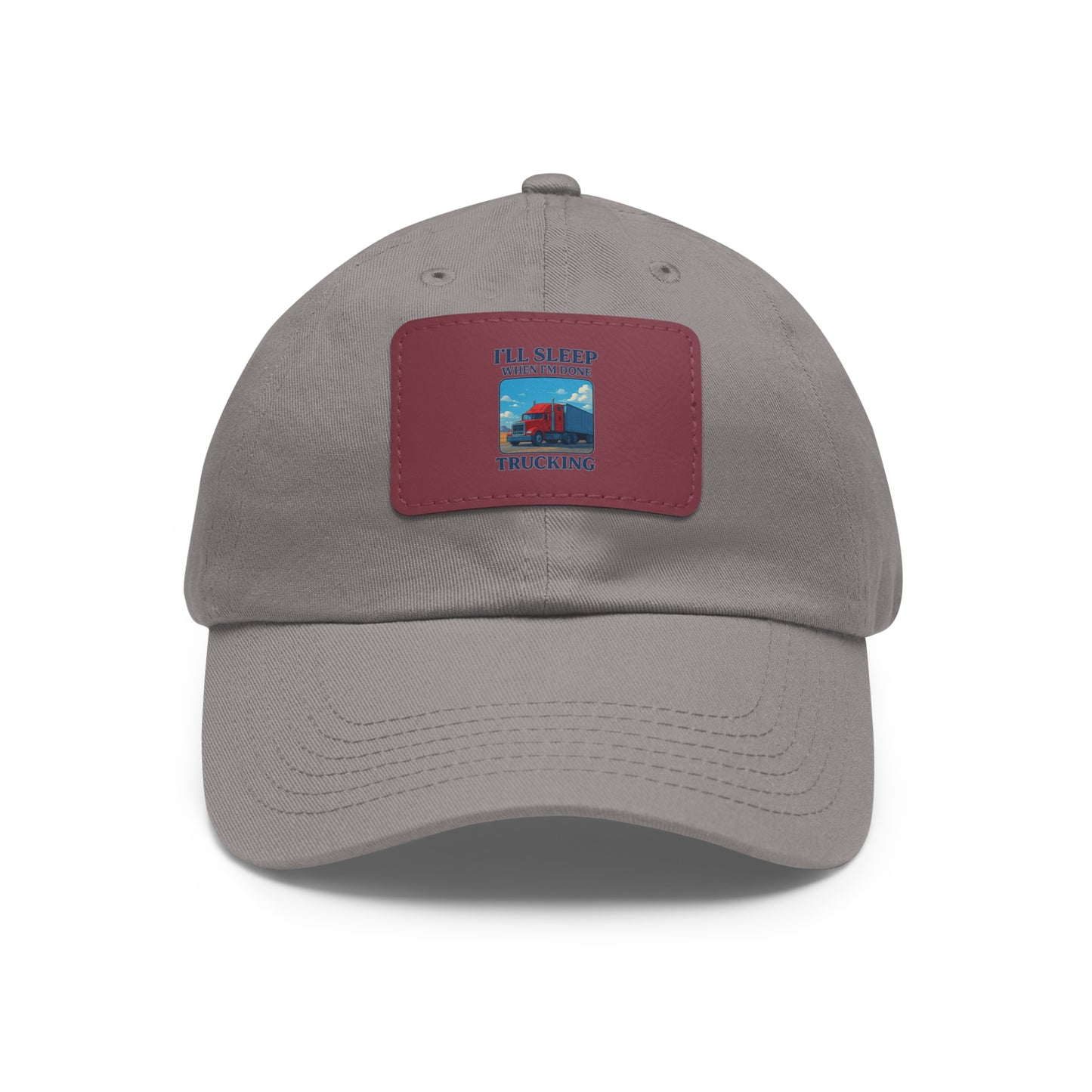 Trucking Dad Hat with Leather Patch - Full Sleep Design