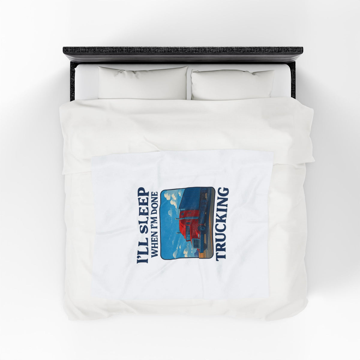 Printify plush blanket with all-over print featuring "I’ll Sleep When I’m Done" design, cozy throw for comfort and style.