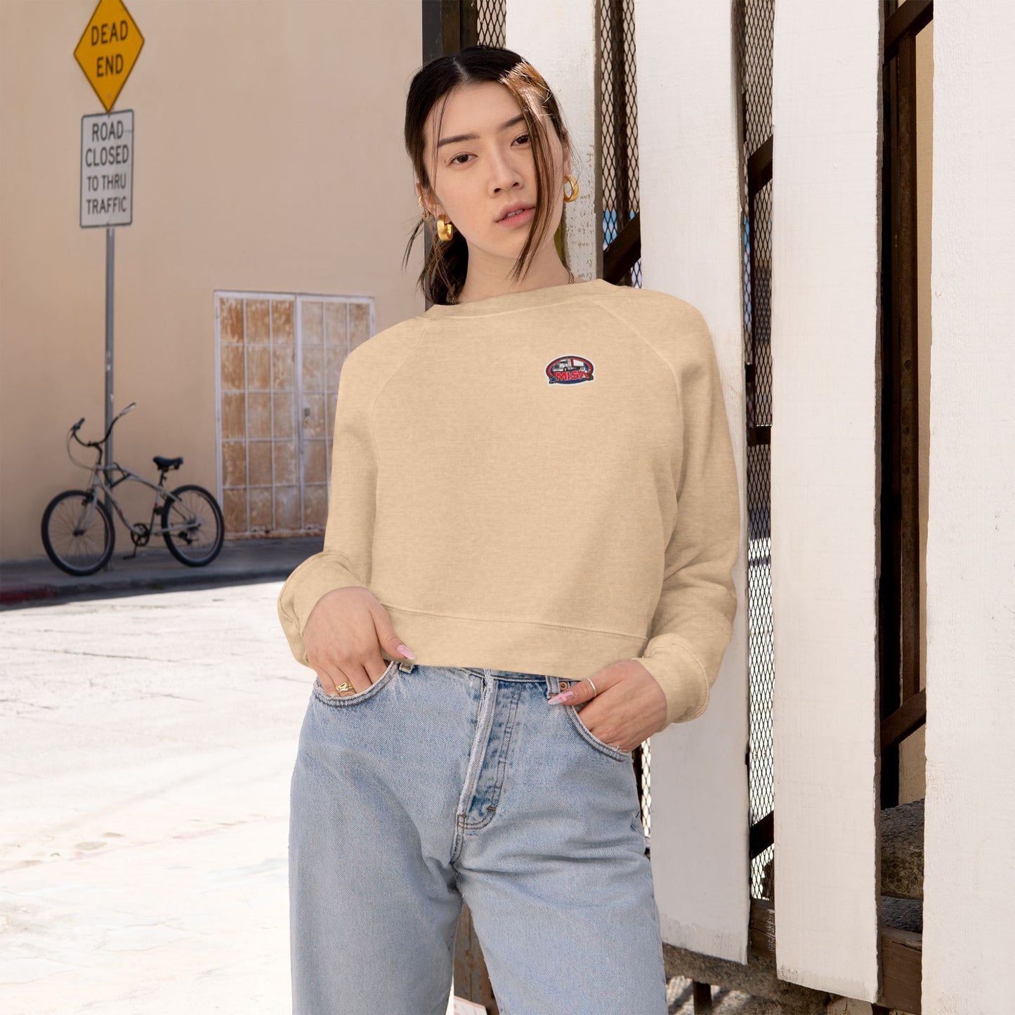 Cozy Women's Cropped Fleece Pullover with Fun Graphic Design | Sir