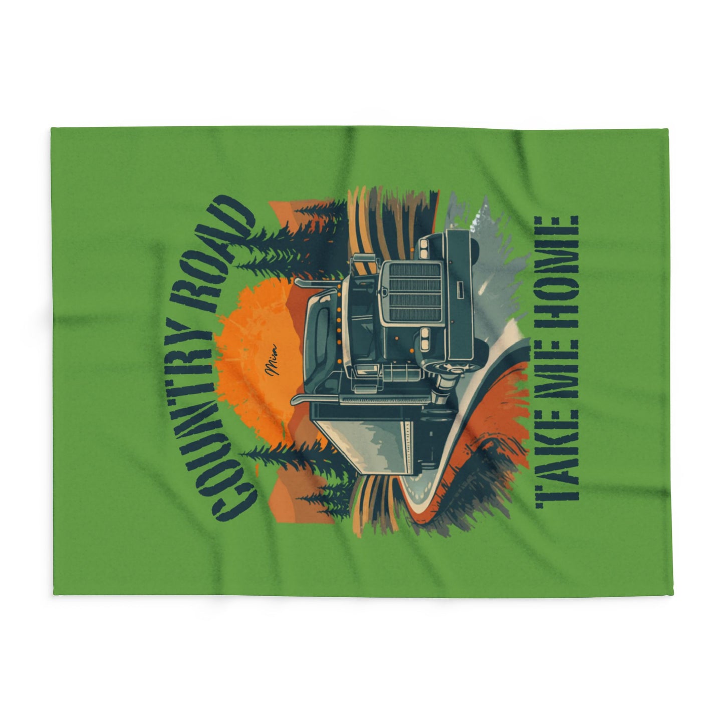 Country Road Take Me Home Fleece Blanket — Truck Driver Rustic Sunset Throw