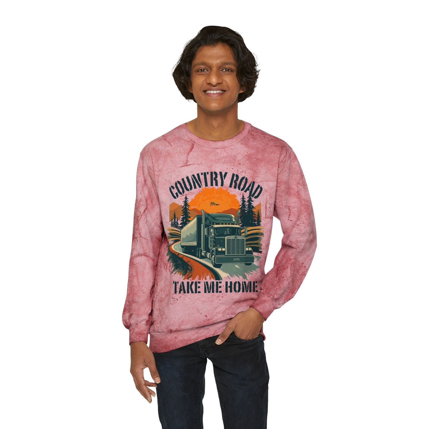 Country Road Truck Crewneck Sweatshirt — "Take Me Home" Vintage Semi Truck Pullover