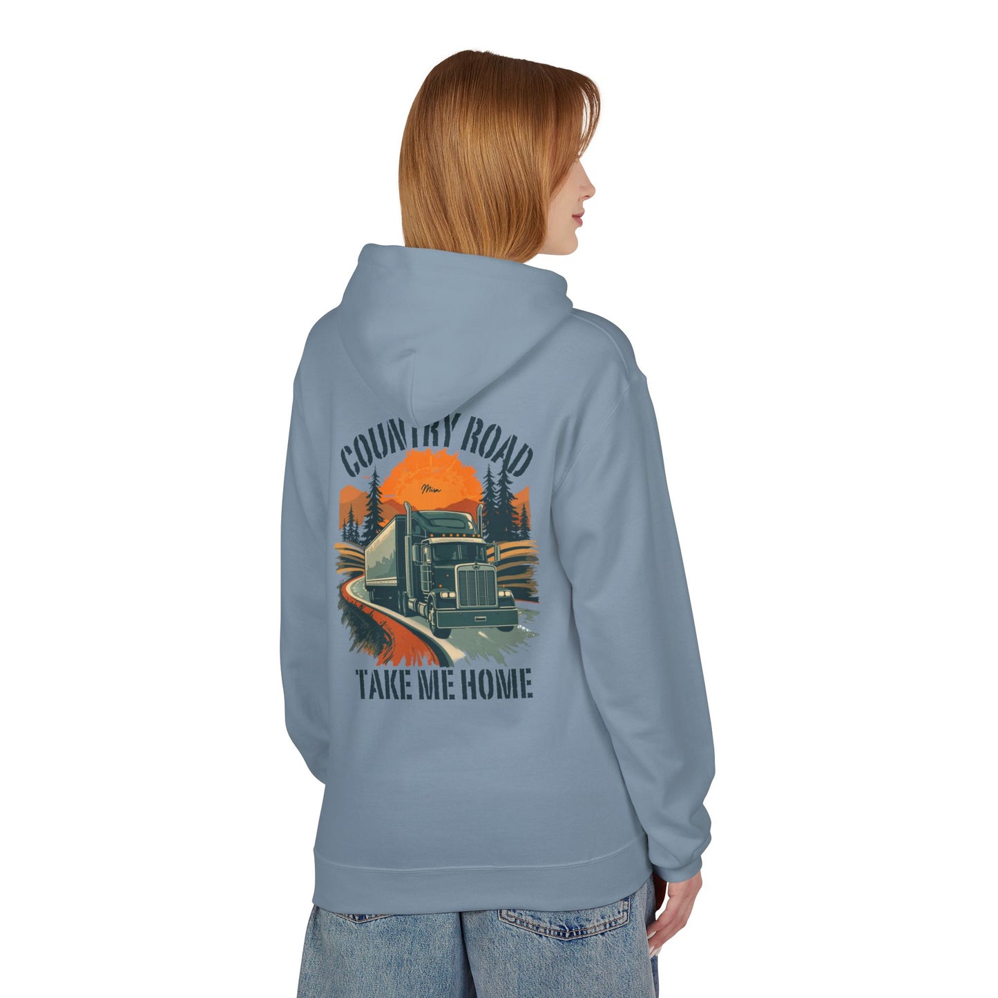 Hoodie — "Country Road Take Me Home" Trucking Graphic Hoodie