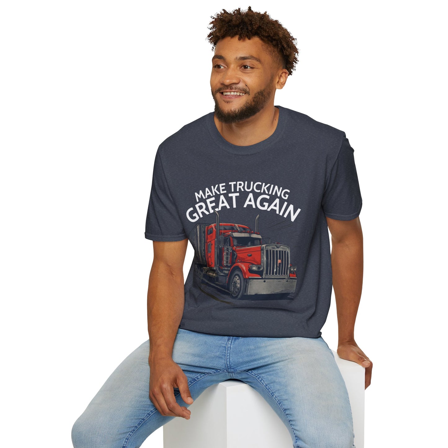 Make Trucking Great Again T-Shirt — Vintage Red Semi Truck Graphic Tee