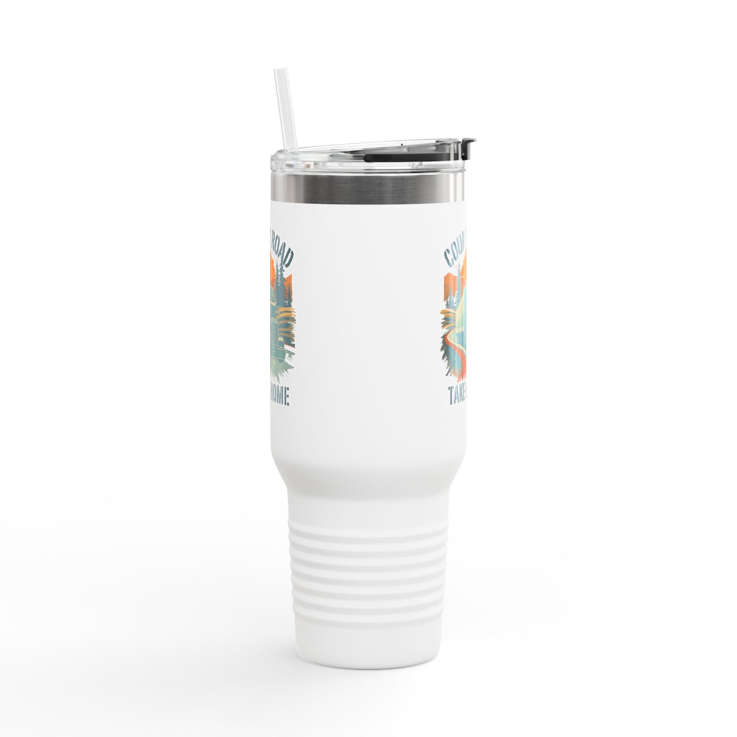 40oz Insulated Travel Mug — "Country Road Take Me Home" Vintage Truck Design