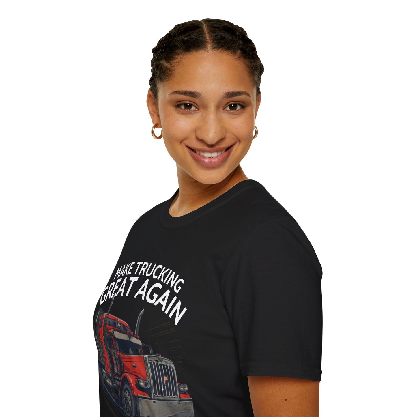 Make Trucking Great Again T-Shirt — Vintage Red Semi Truck Graphic Tee