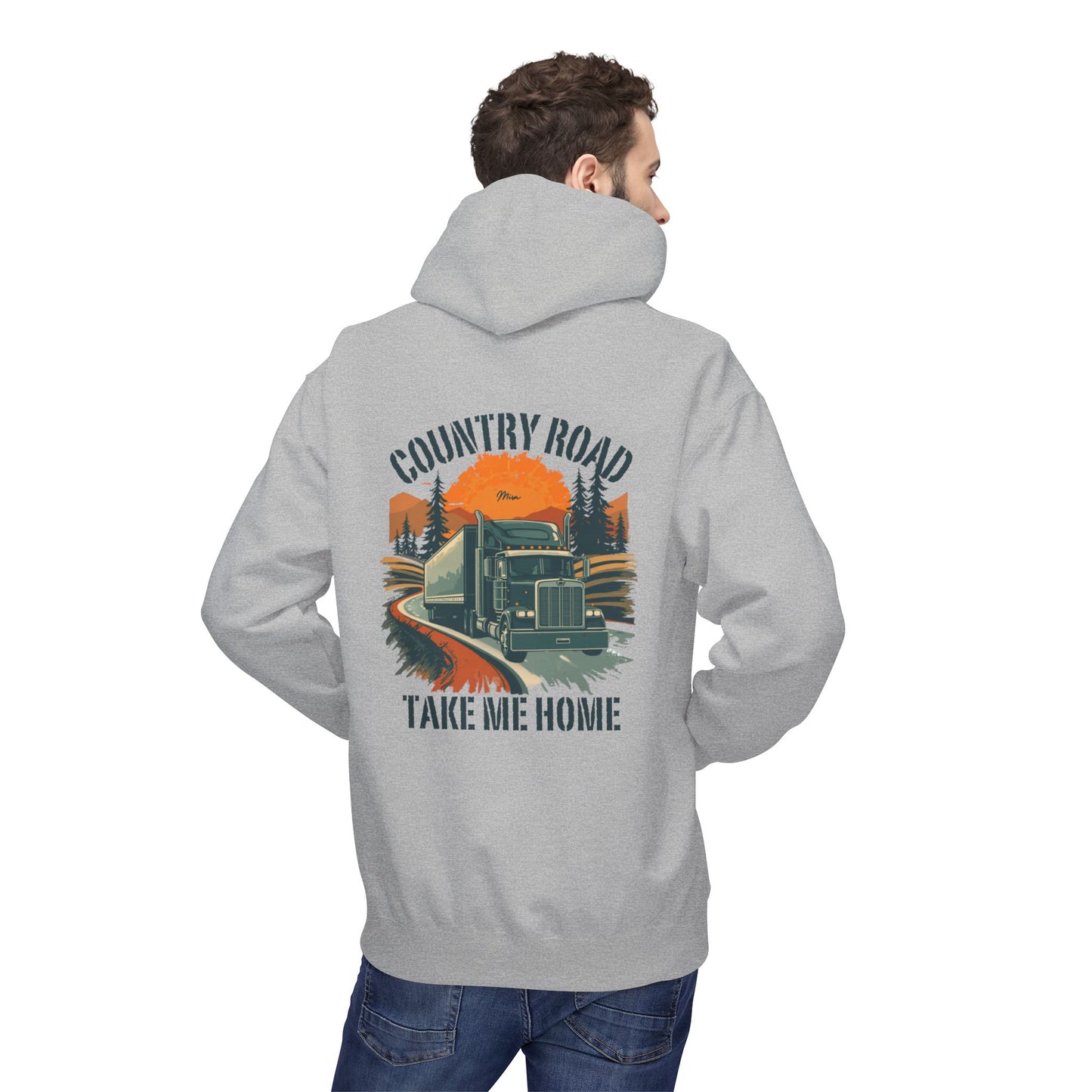 Country Road Truck Hoodie — "Country Road Take Me Home" Retro Semi Truck Pullover