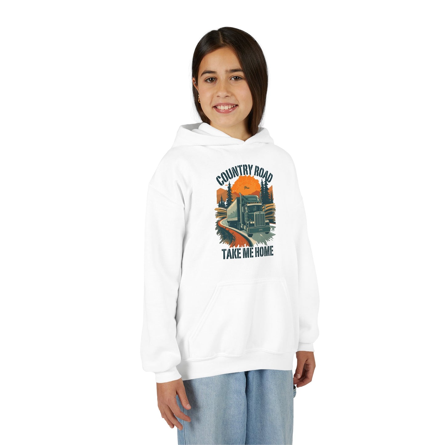 Youth Hoodie - "Country Road Take Me Home" Vintage Truck Graphic