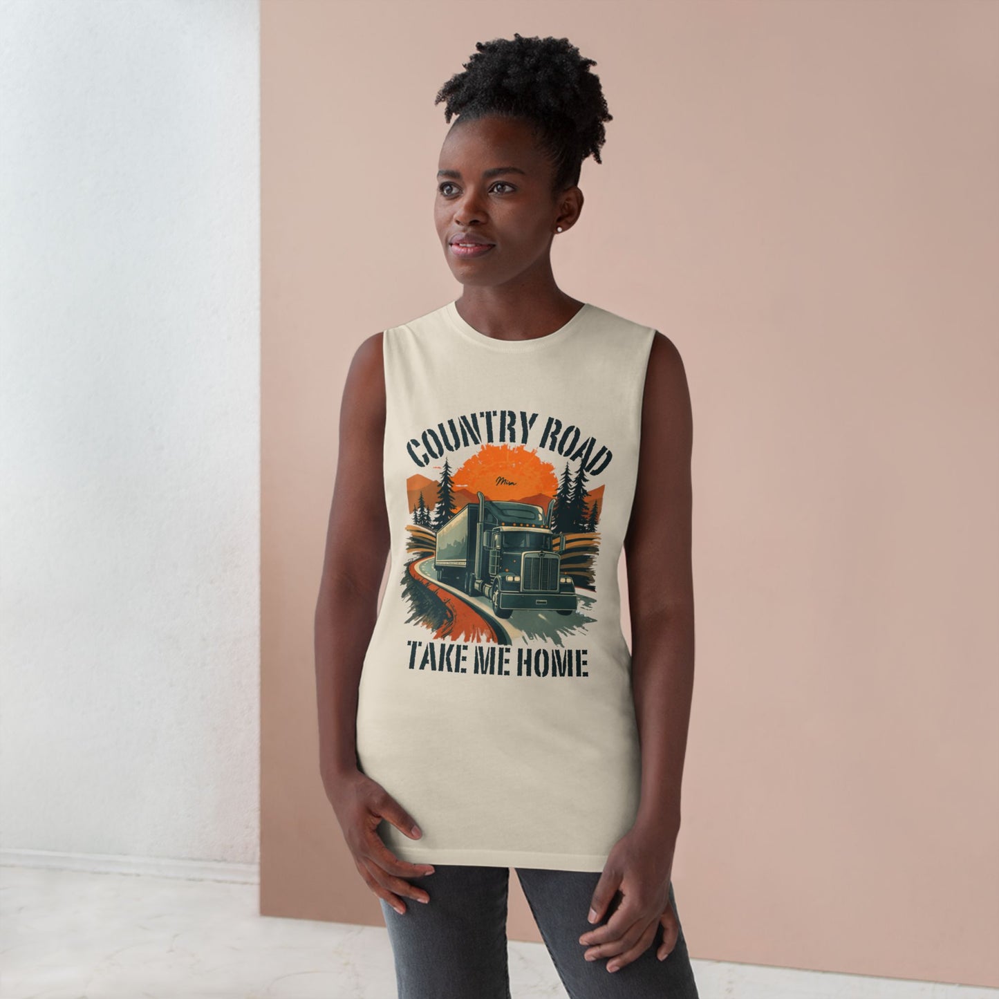 Country Road Tank Top — "Country Road Take Me Home" Trucking Graphic Tank