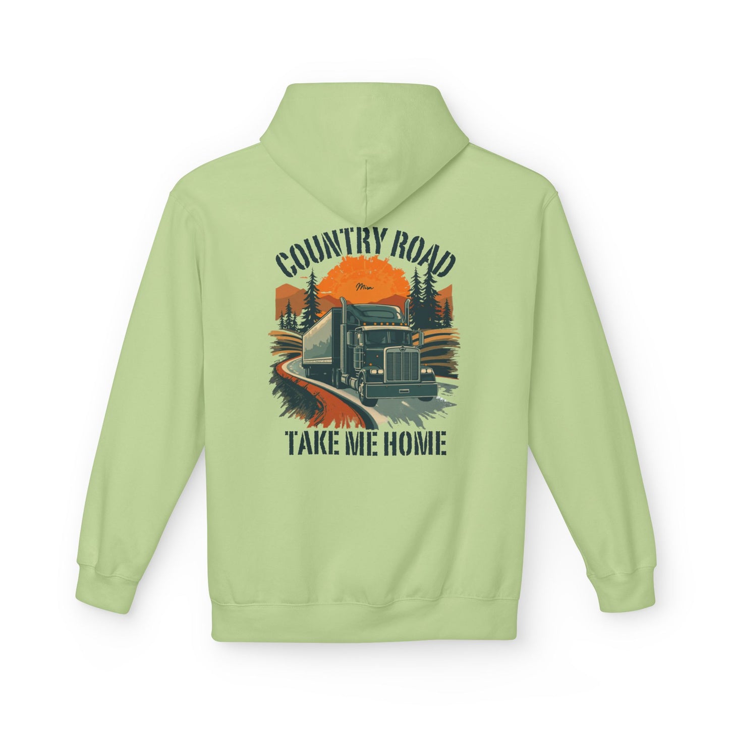 Country Road Truck Hoodie — "Country Road Take Me Home" Retro Semi Truck Pullover