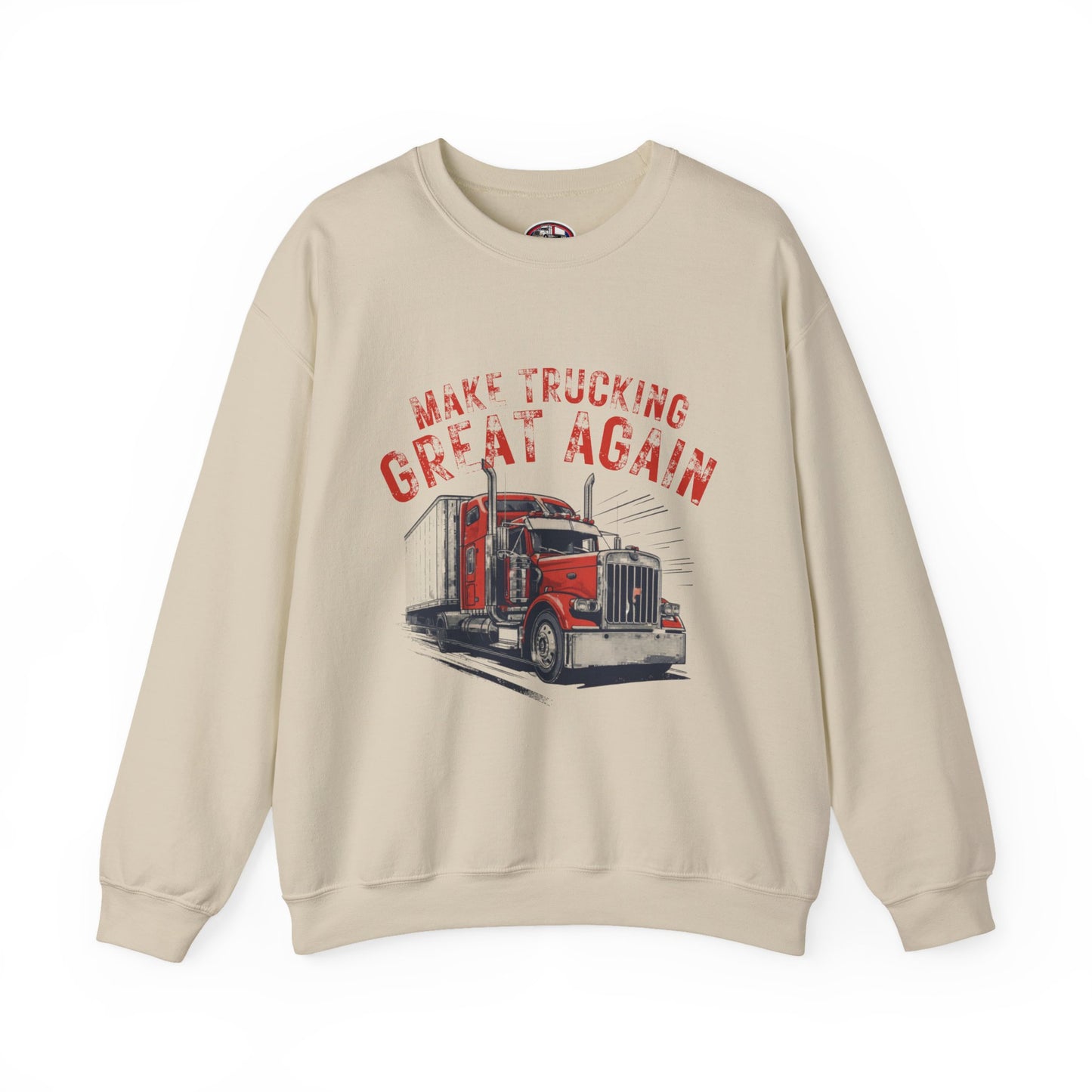 Crewneck Sweatshirt — "Make Trucking Great Again" Vintage Semi Tractor Graphic