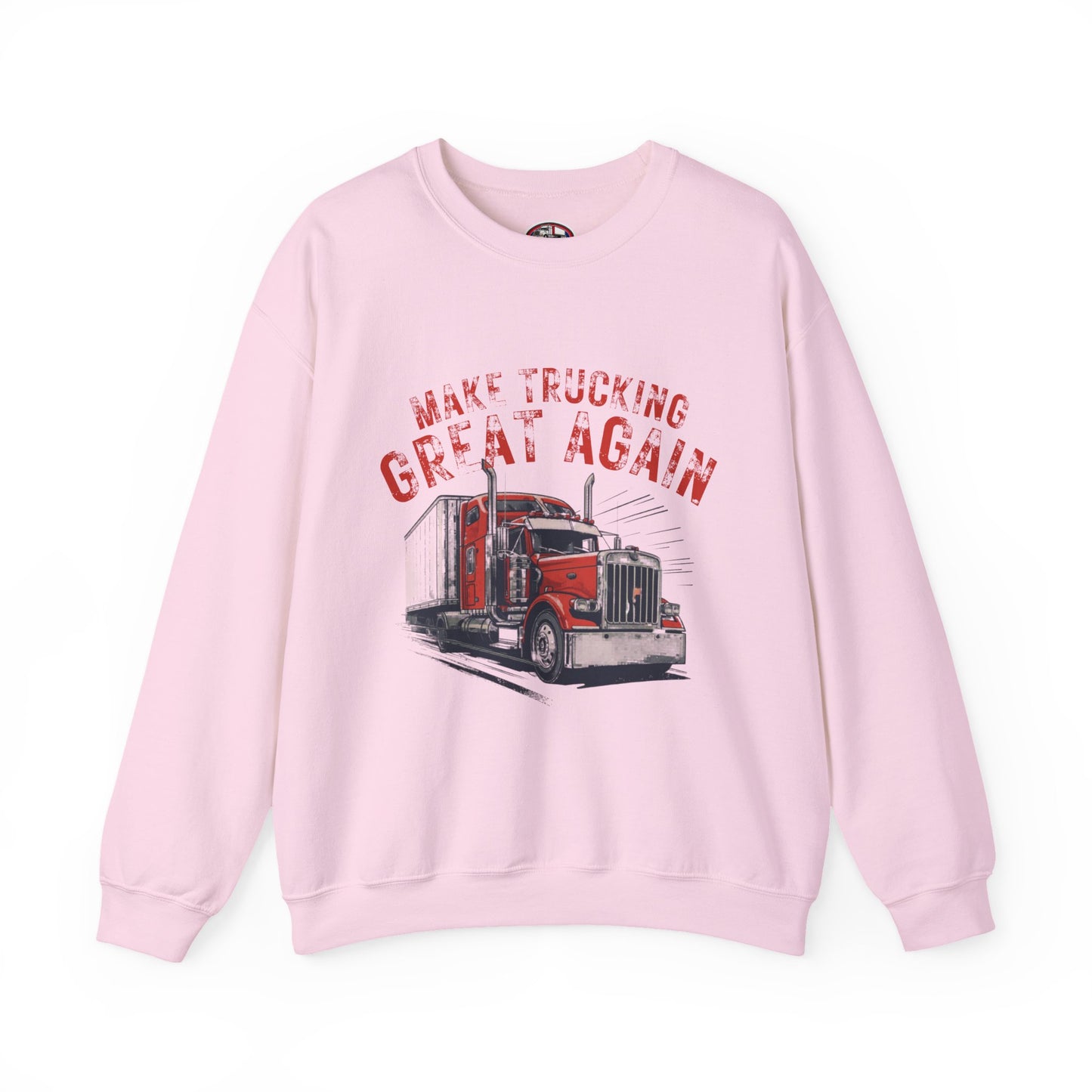 Crewneck Sweatshirt — "Make Trucking Great Again" Vintage Semi Tractor Graphic