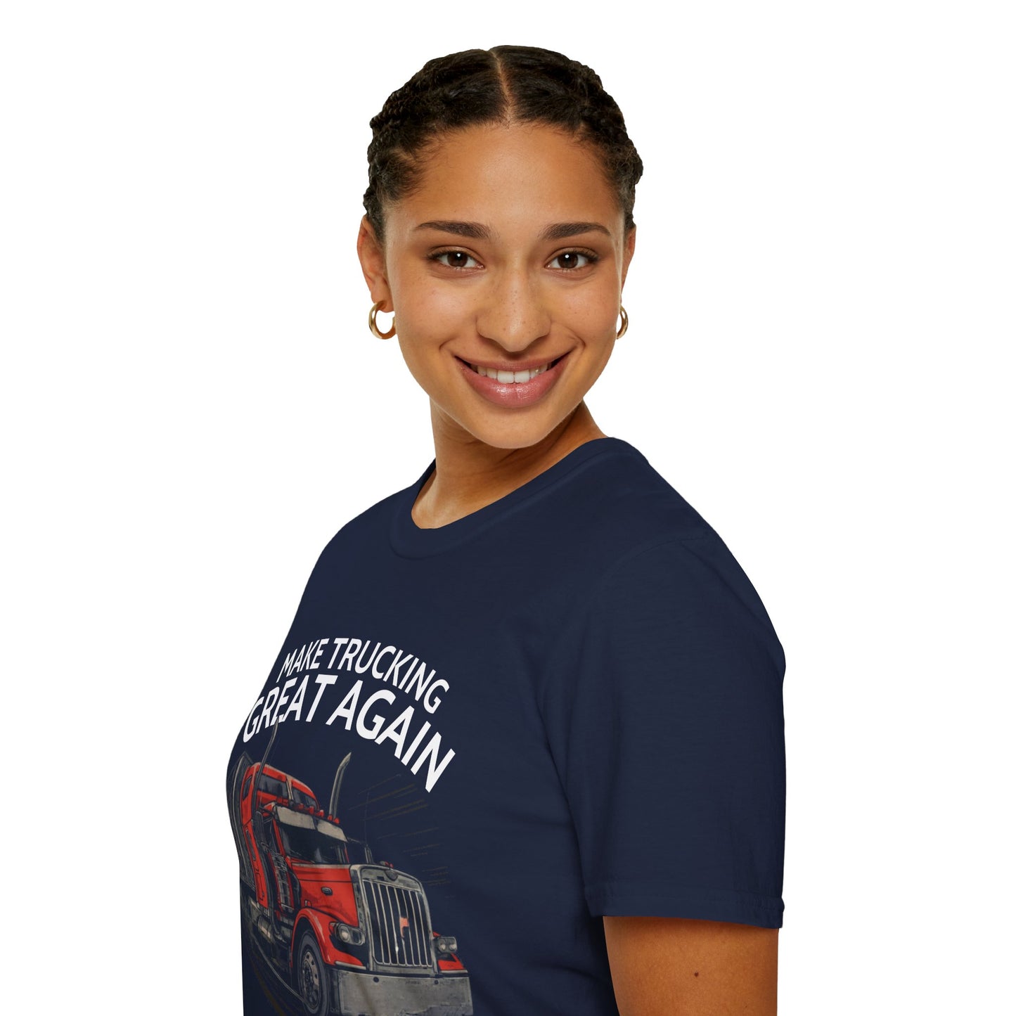 Make Trucking Great Again T-Shirt — Vintage Red Semi Truck Graphic Tee