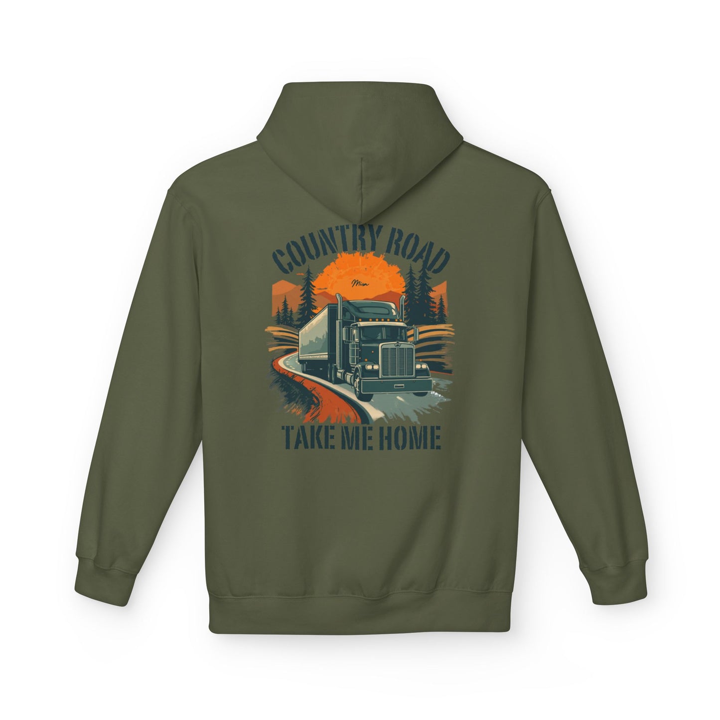 Country Road Truck Hoodie — "Country Road Take Me Home" Retro Semi Truck Pullover