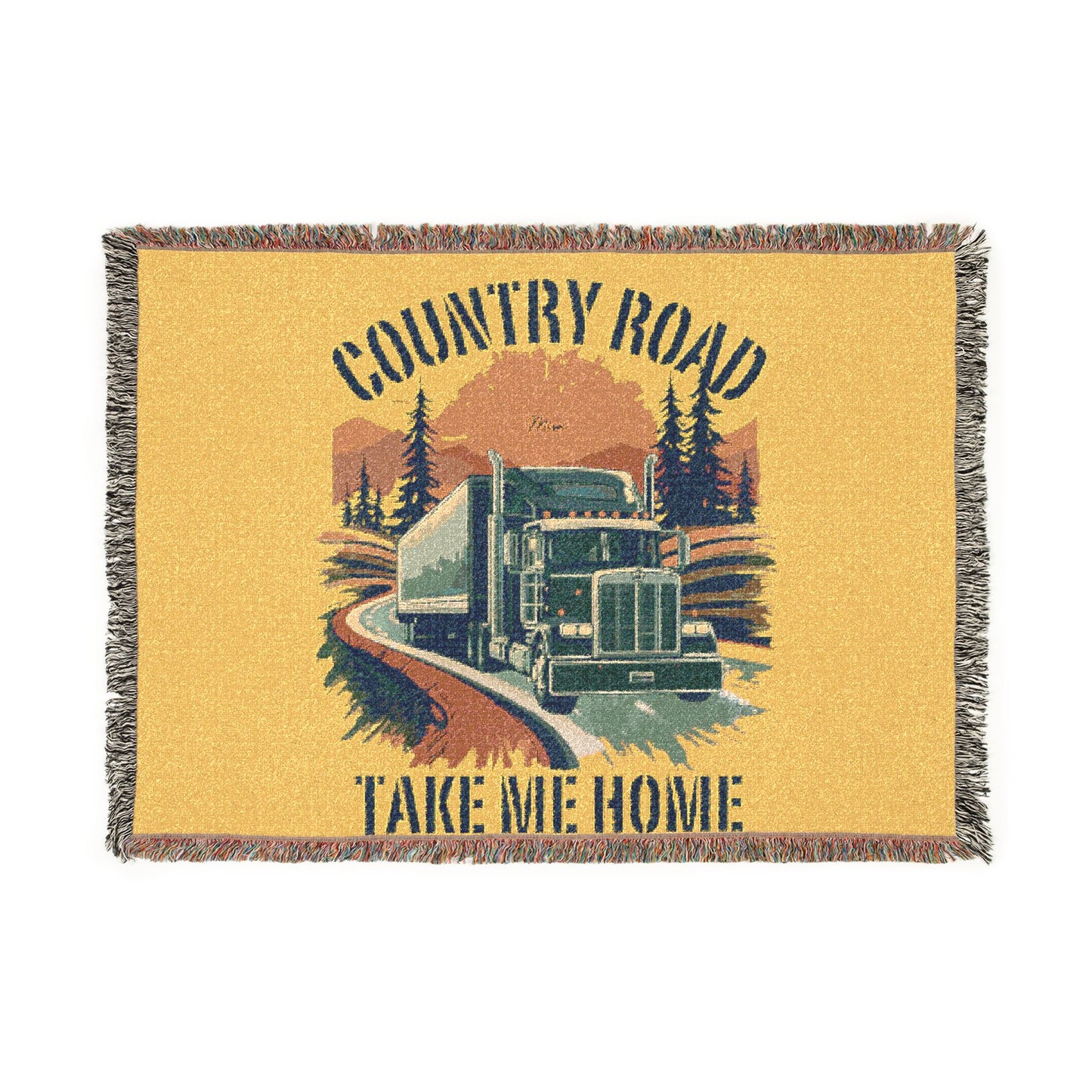 Woven Blanket — "Country Road Take Me Home" Trucking Throw