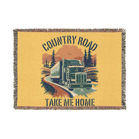 Woven Blanket — "Country Road Take Me Home" Trucking Throw