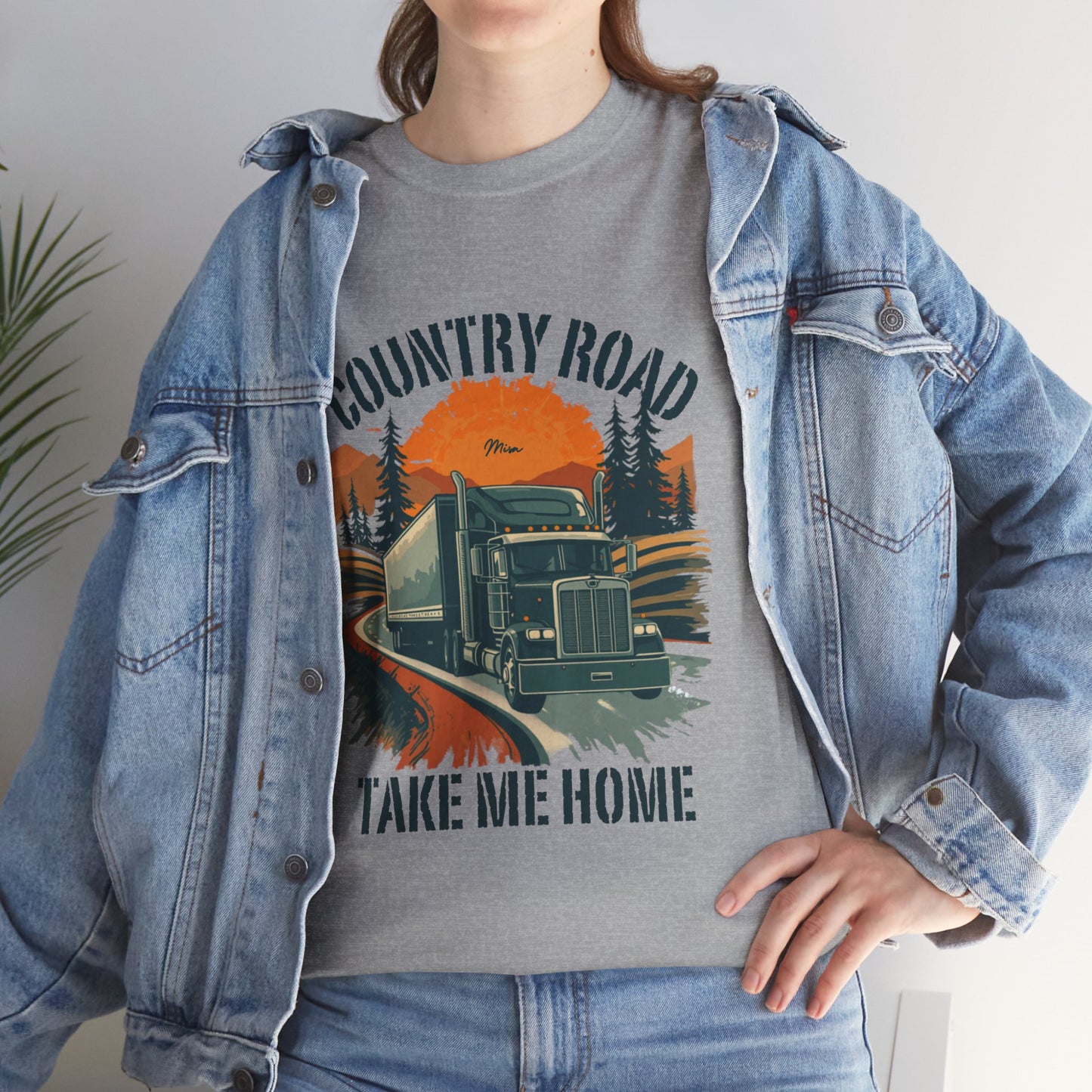 Country Road Truck Tee — "Country Road Take Me Home" Vintage Semi-Truck T-Shirt