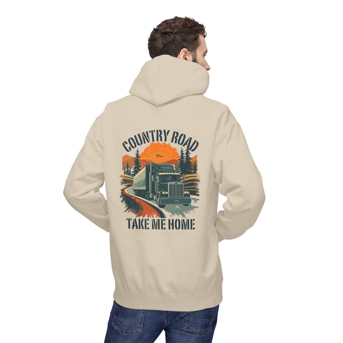 Country Road Truck Hoodie — "Country Road Take Me Home" Retro Semi Truck Pullover