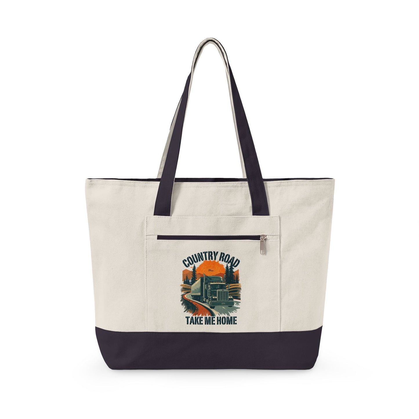 Canvas Tote Bag — 'Country Roads Take Me Home' Vintage Truck Design