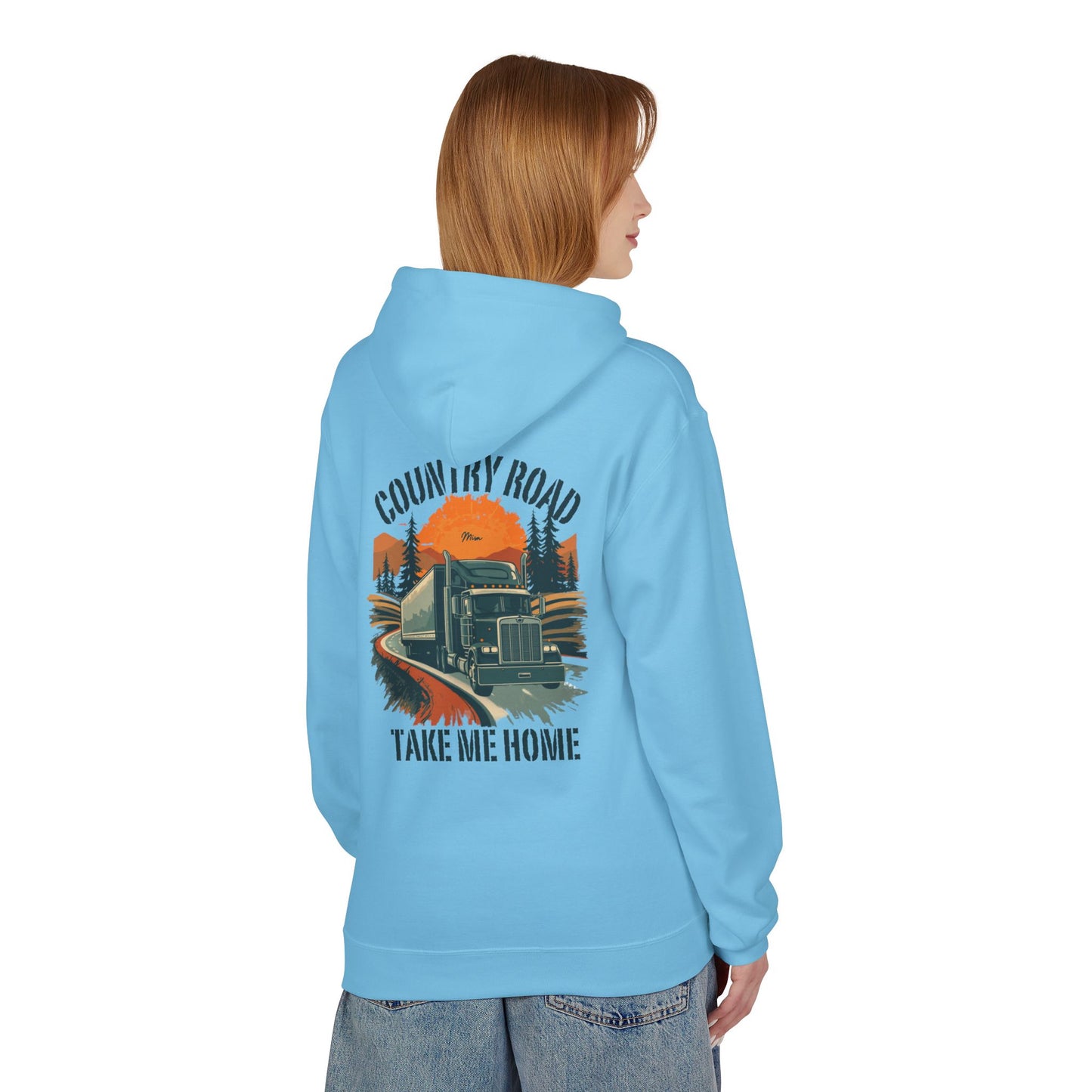 Country Road Truck Hoodie — "Country Road Take Me Home" Retro Semi Truck Pullover