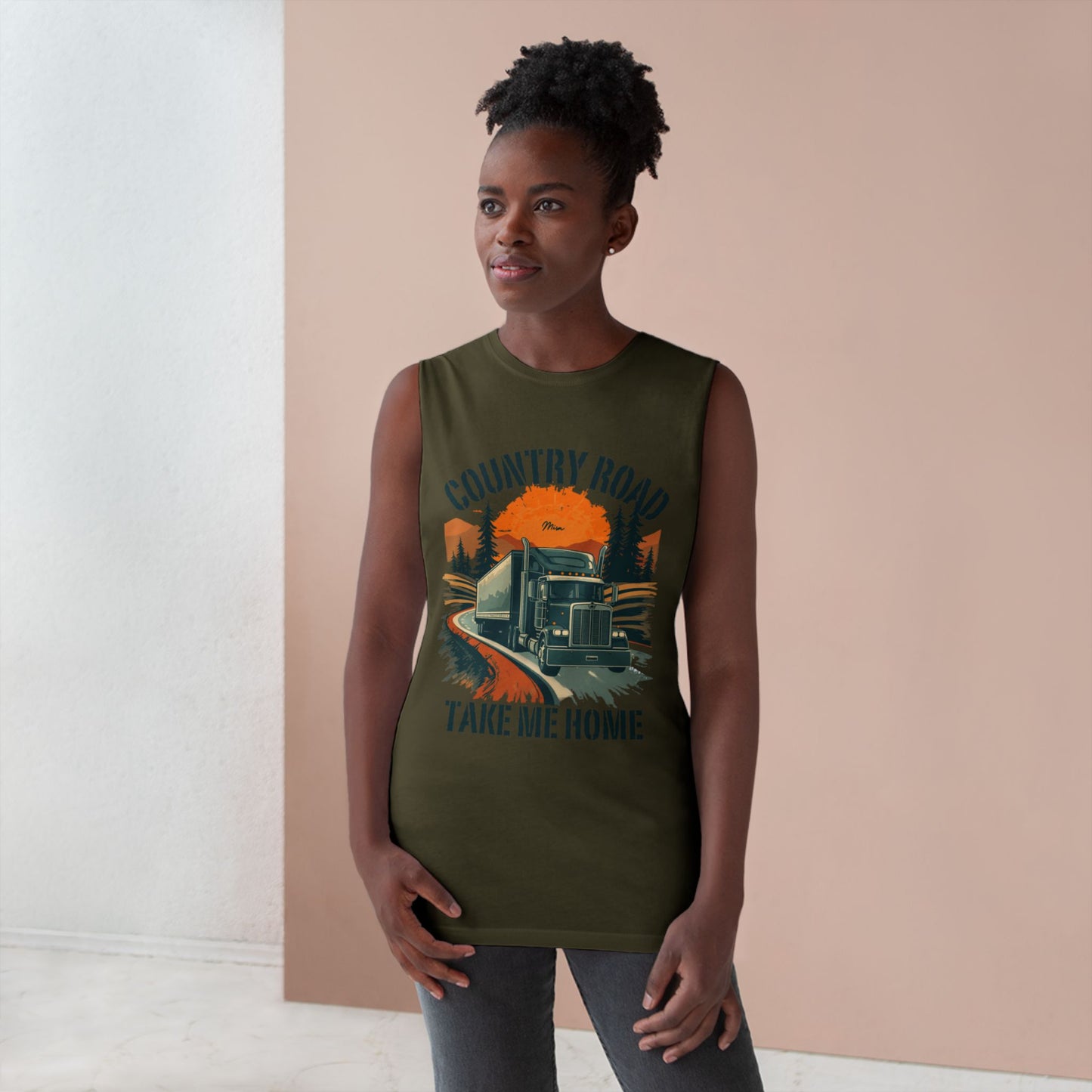 Country Road Tank Top — "Country Road Take Me Home" Trucking Graphic Tank