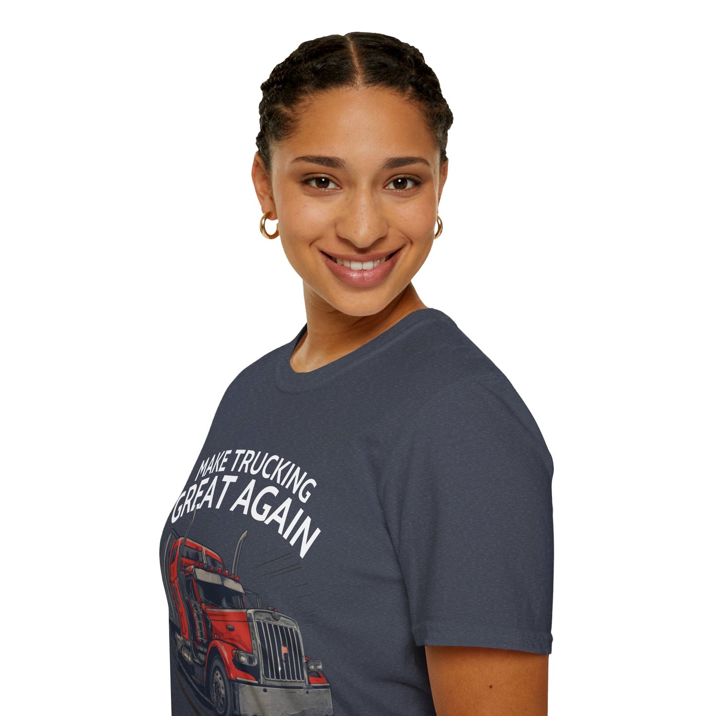 Make Trucking Great Again T-Shirt — Vintage Red Semi Truck Graphic Tee
