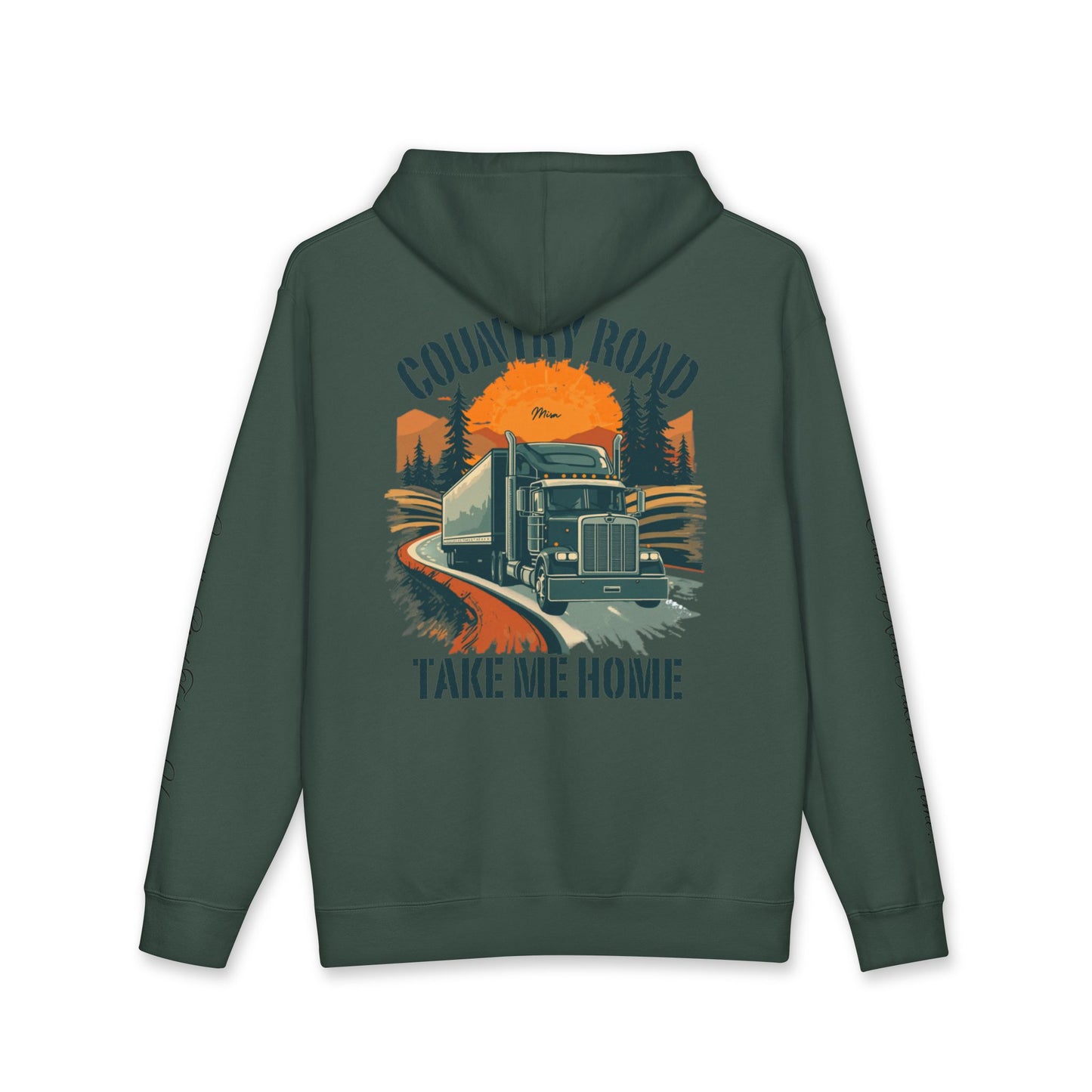Hoodie — "Country Road Take Me Home" Trucking Graphic Hooded Sweatshirt