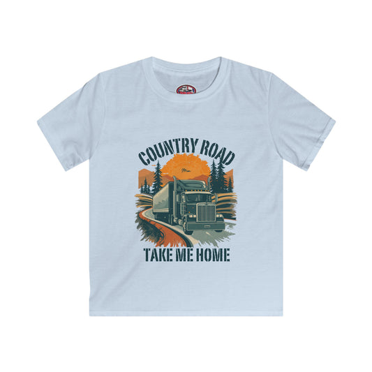 Kids Tee — "Country Road Take Me Home" Truck Graphic