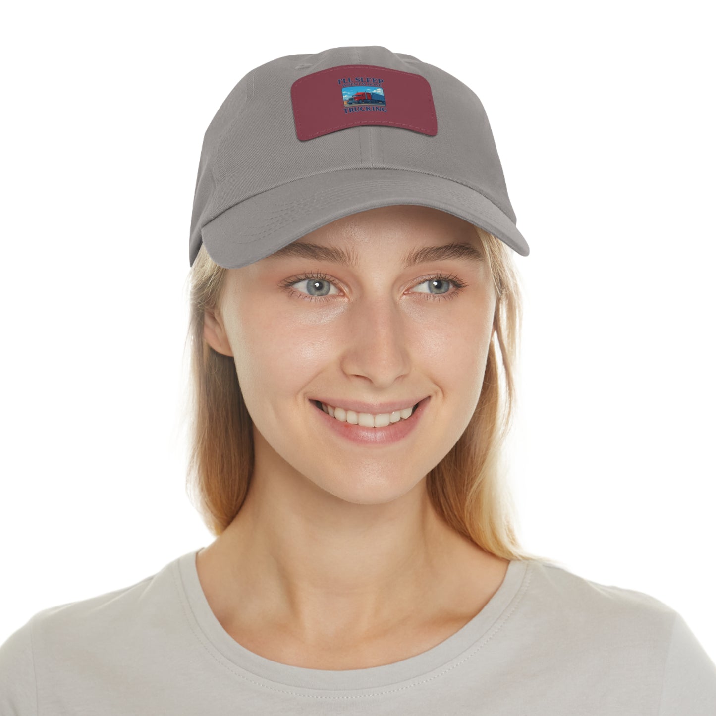 Trucking Dad Hat with Leather Patch - Full Sleep Design