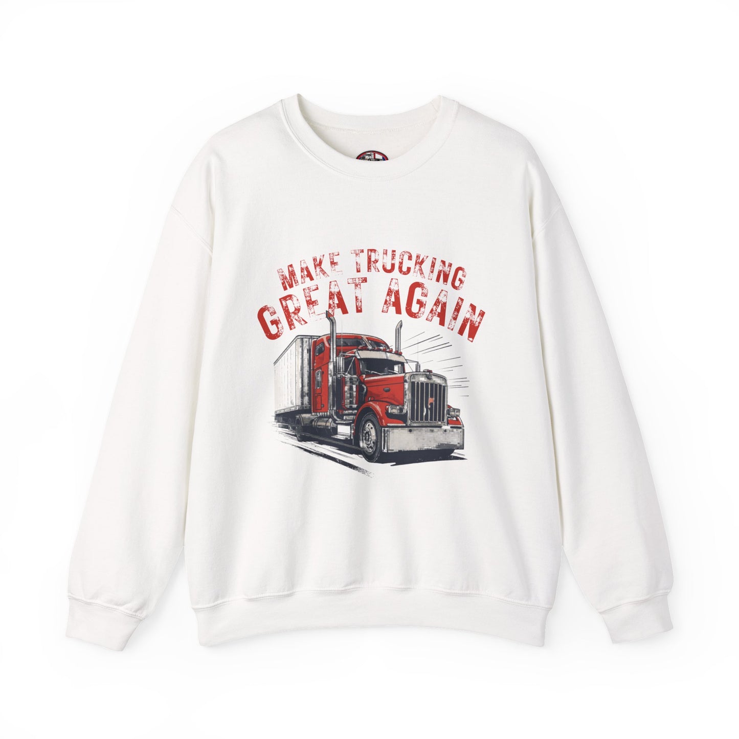 Crewneck Sweatshirt — "Make Trucking Great Again" Vintage Semi Tractor Graphic