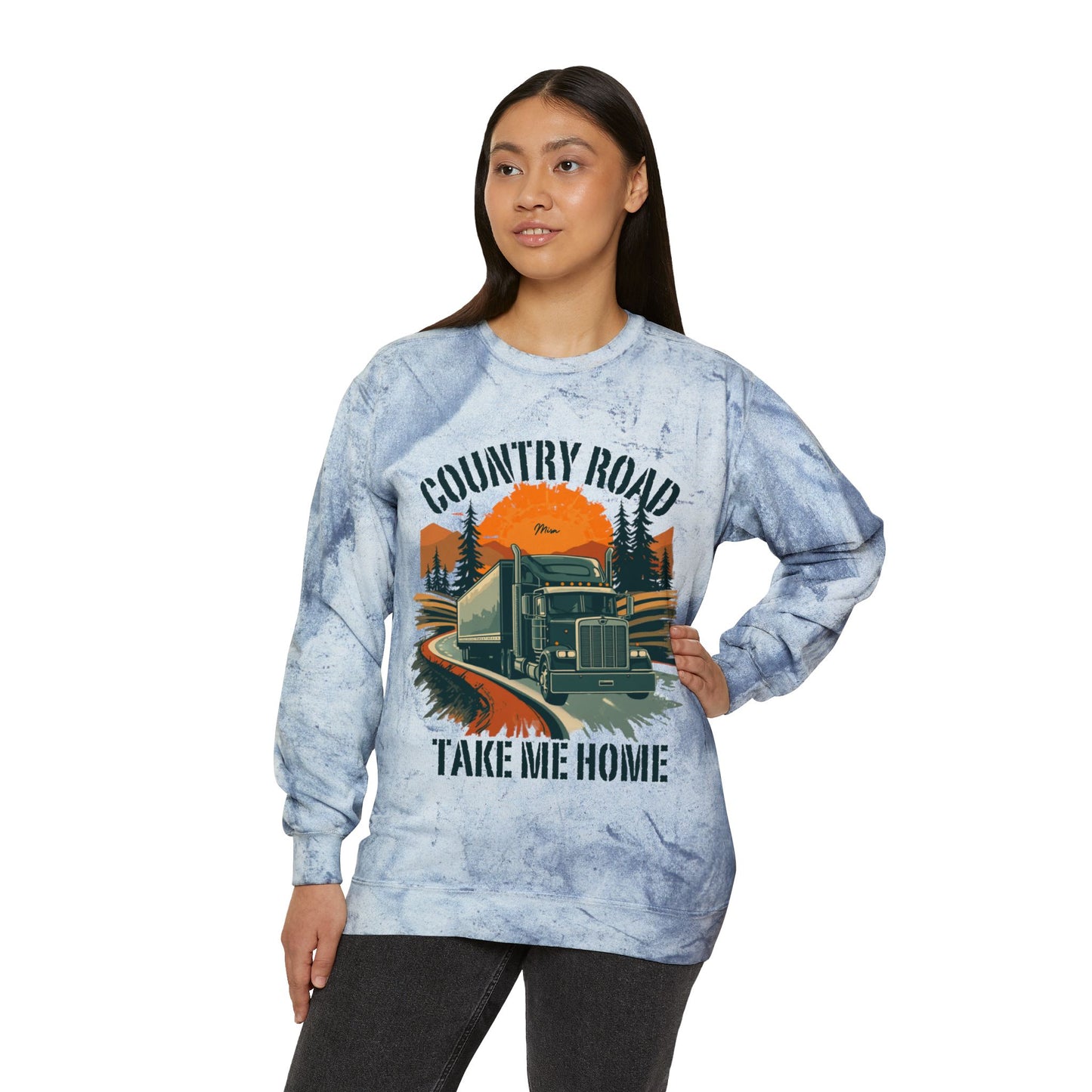 Country Road Truck Crewneck Sweatshirt — "Take Me Home" Vintage Semi Truck Pullover