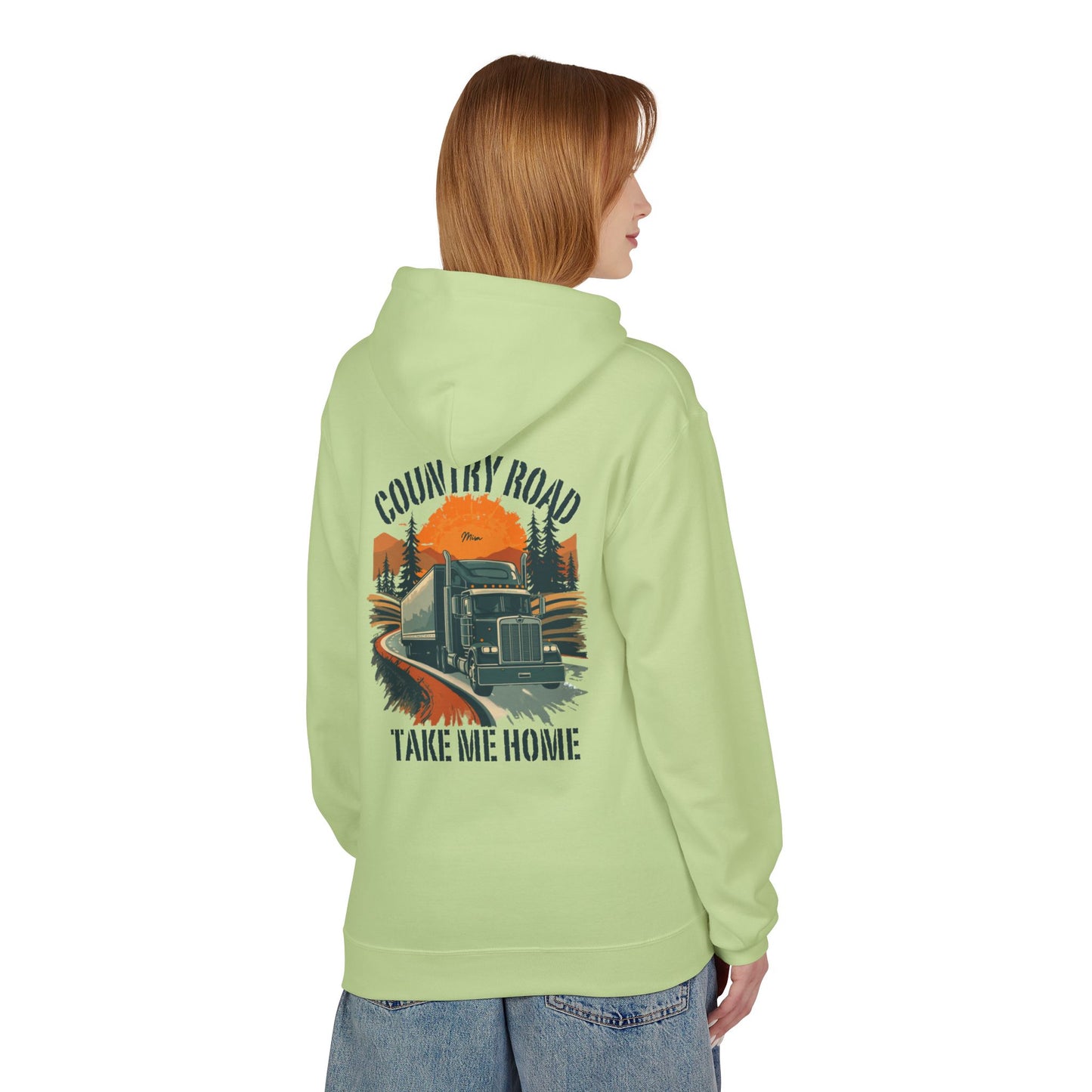 Country Road Truck Hoodie — "Country Road Take Me Home" Retro Semi Truck Pullover