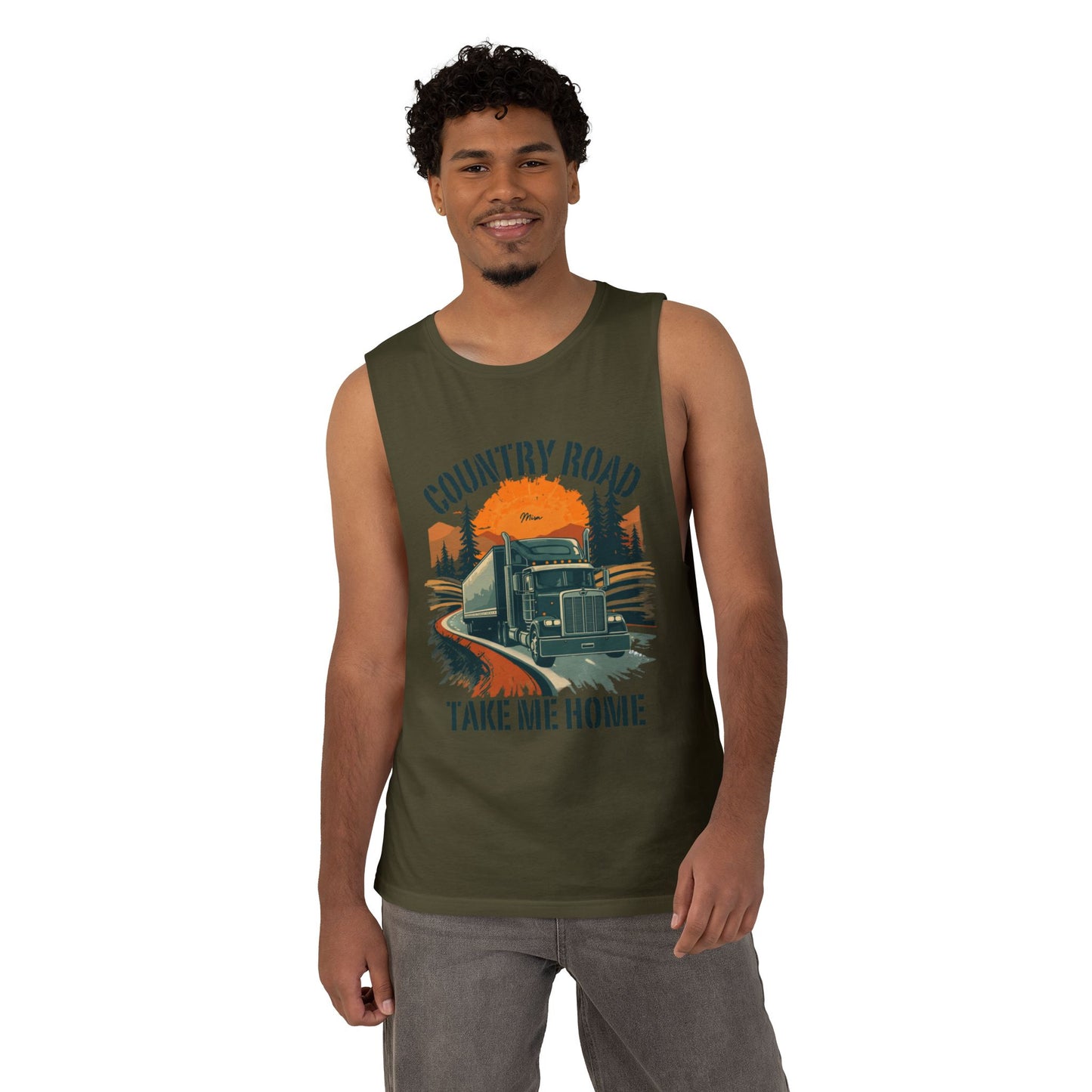 Country Road Tank Top — "Country Road Take Me Home" Trucking Graphic Tank