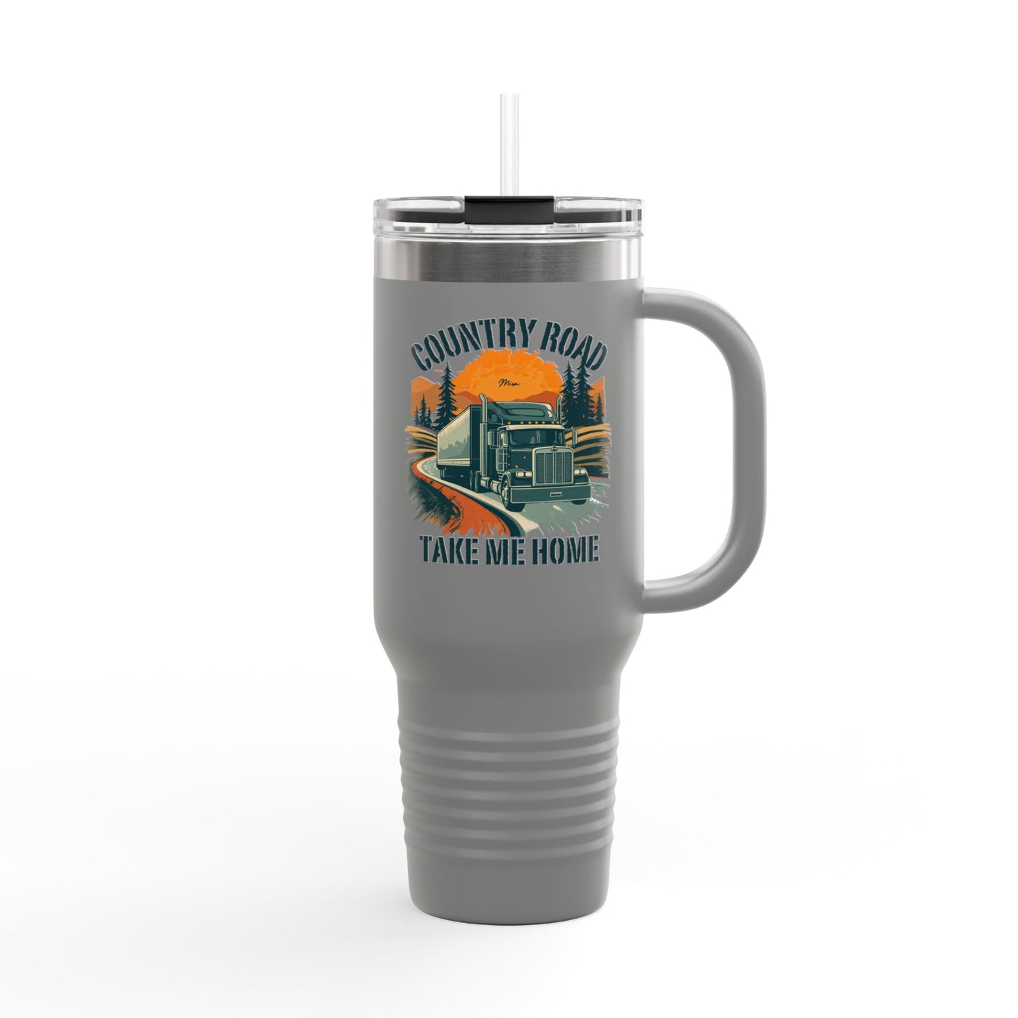 40oz Insulated Travel Mug — "Country Road Take Me Home" Vintage Truck Design