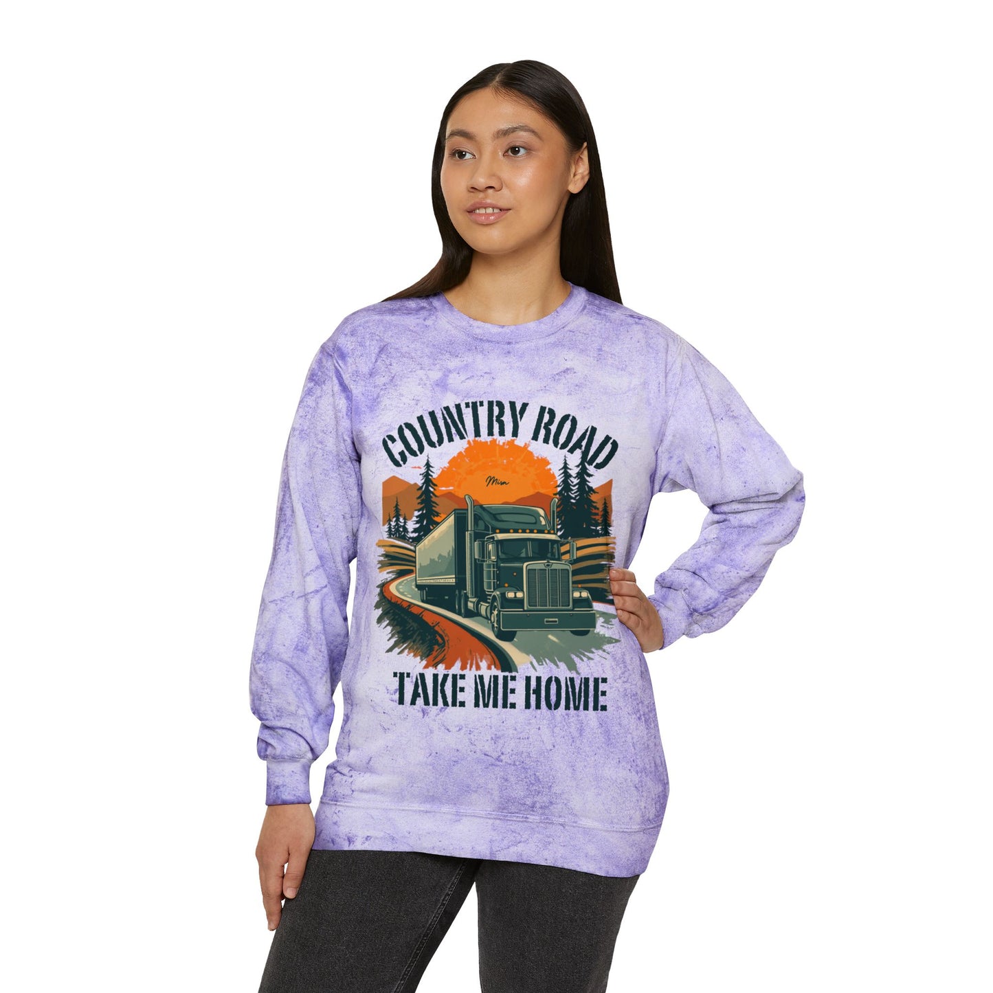 Country Road Truck Crewneck Sweatshirt — "Take Me Home" Vintage Semi Truck Pullover