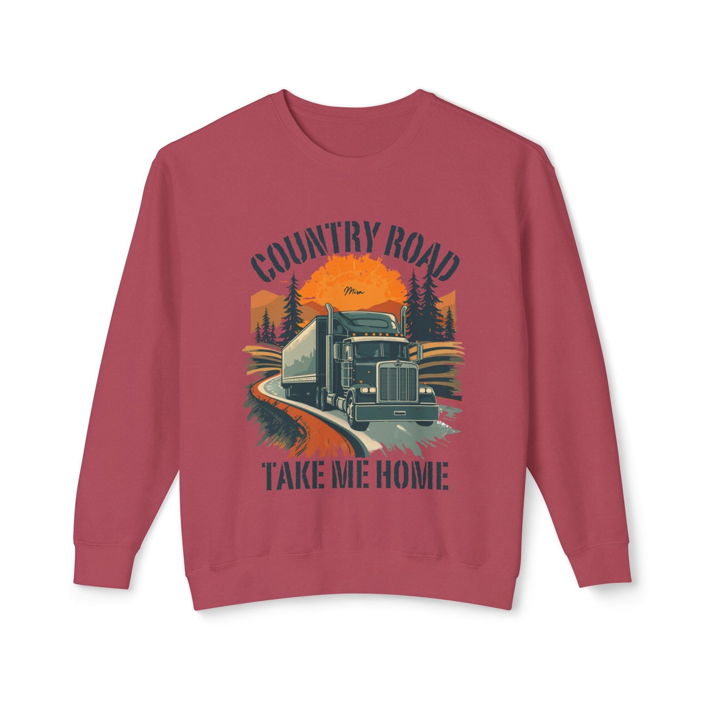 Country Road Truck Sweatshirt — "Country Road Take Me Home" Vintage Semi Truck Crewneck
