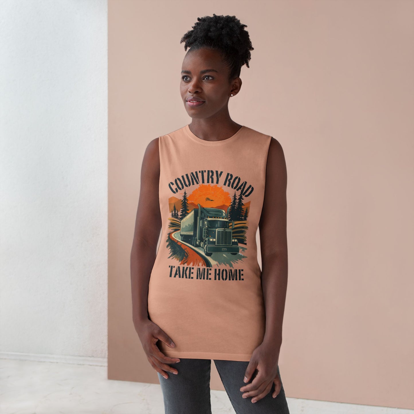 Country Road Tank Top — "Country Road Take Me Home" Trucking Graphic Tank