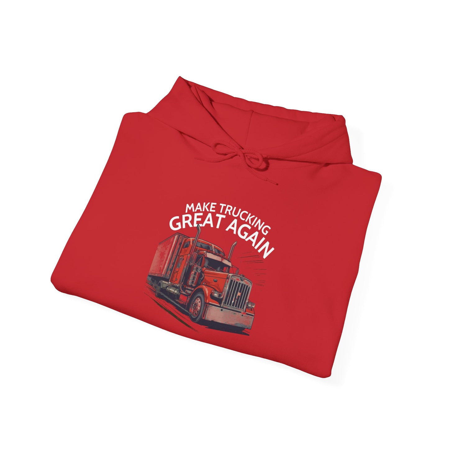 Make Trucking Great Again Hoodie — American Flag Sleeves, Trucker Semi Truck Sweatshirt