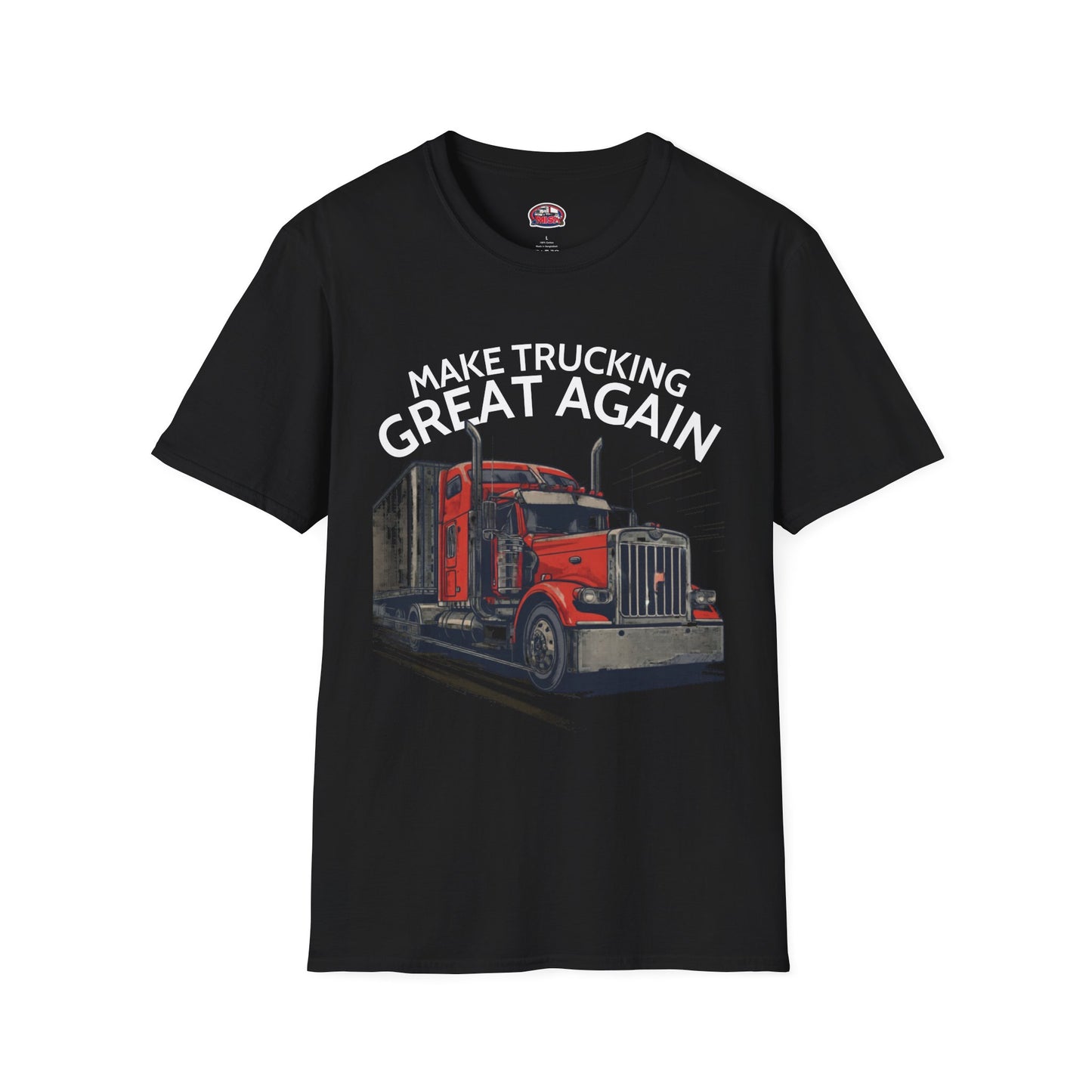 Make Trucking Great Again T-Shirt — Vintage Red Semi Truck Graphic Tee