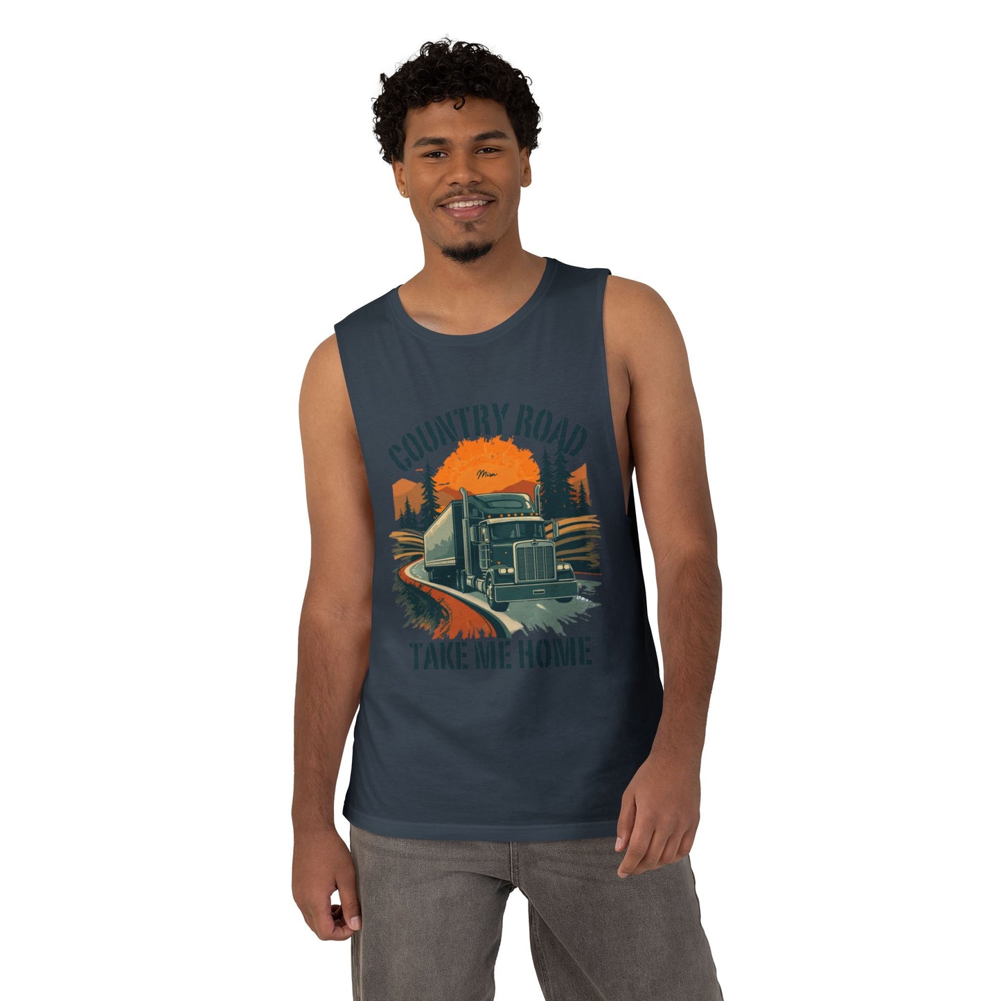 Country Road Tank Top — "Country Road Take Me Home" Trucking Graphic Tank