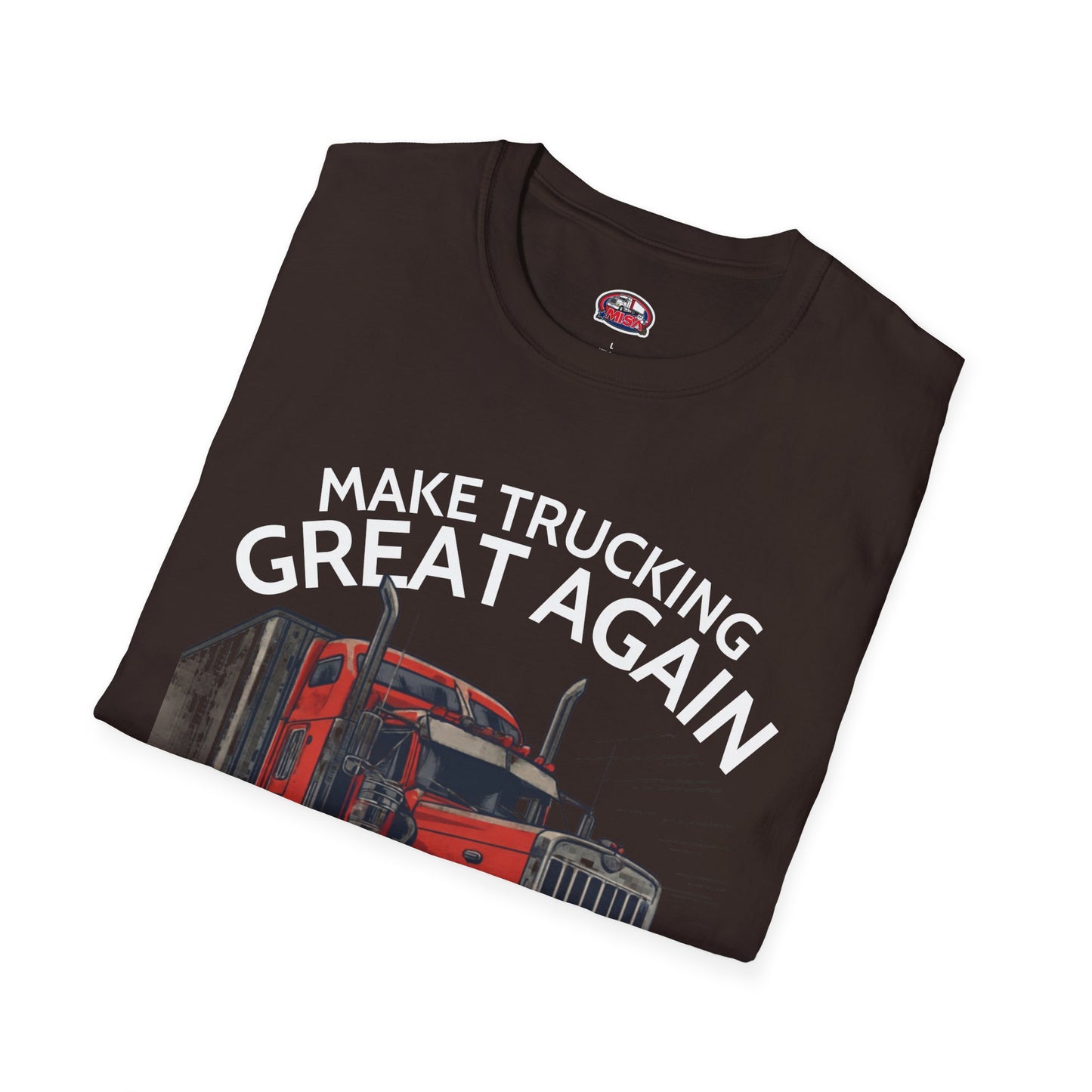 Make Trucking Great Again T-Shirt — Vintage Red Semi Truck Graphic Tee