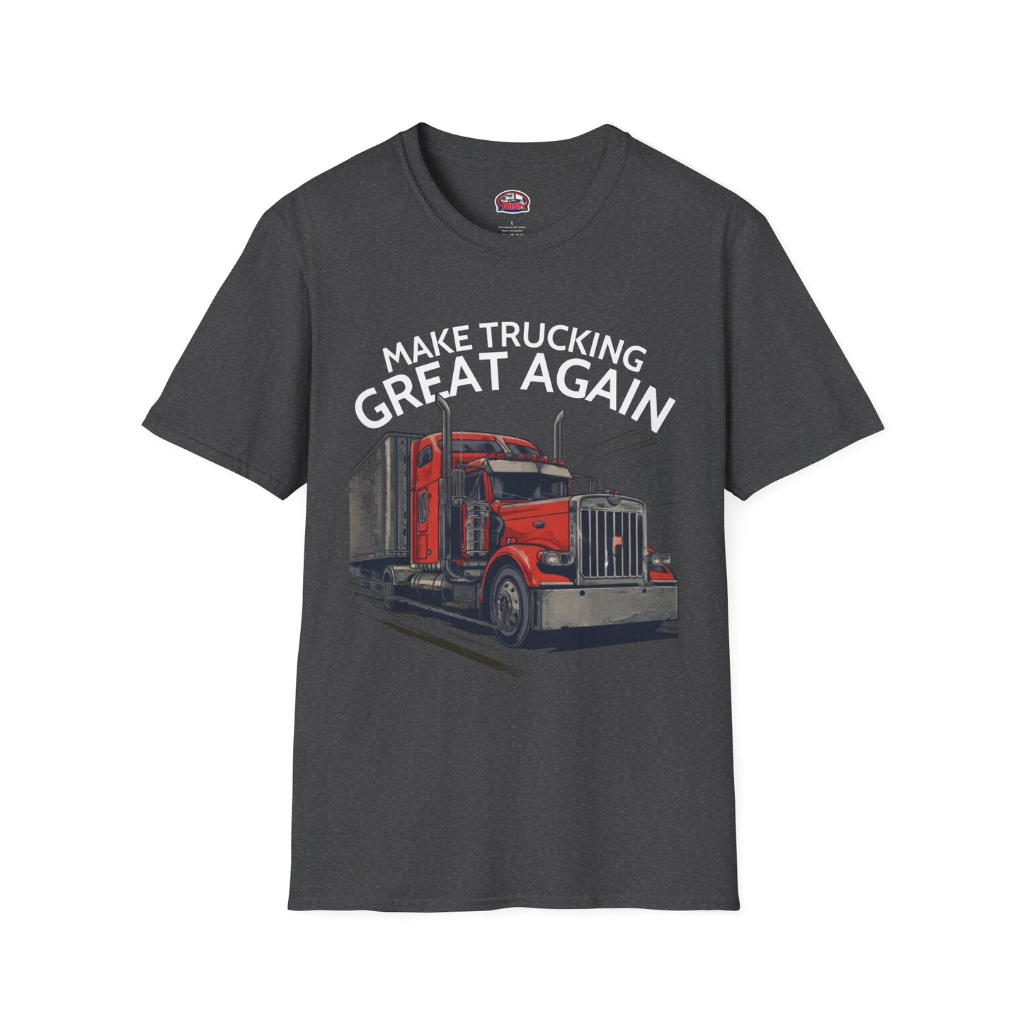 Make Trucking Great Again T-Shirt — Vintage Red Semi Truck Graphic Tee