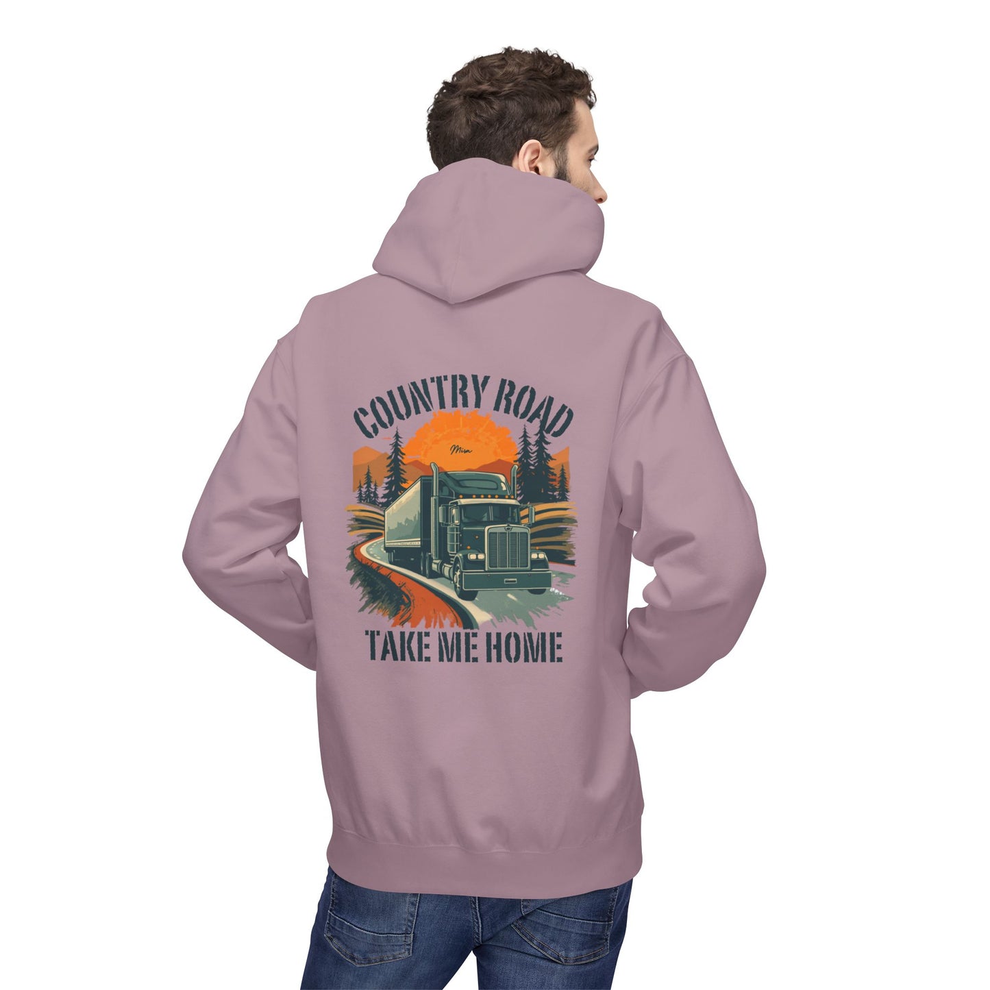 Country Road Truck Hoodie — "Country Road Take Me Home" Retro Semi Truck Pullover