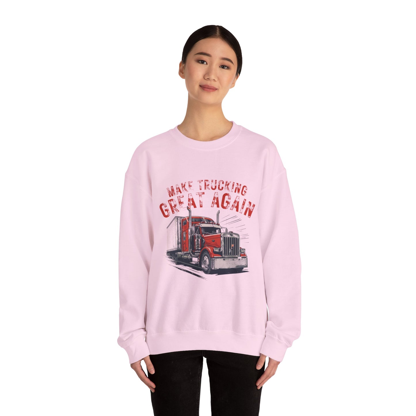 Crewneck Sweatshirt — "Make Trucking Great Again" Vintage Semi Tractor Graphic